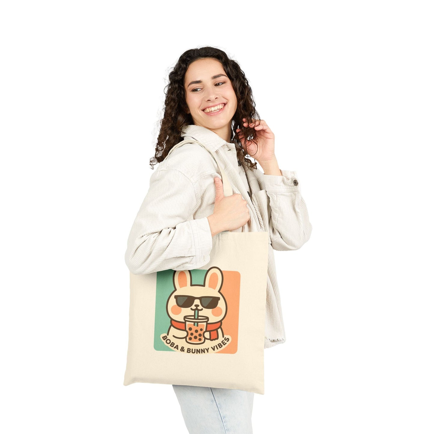 Campymo Family Cute Character Tote Bag, Soft Beats Only, Oda & Bunny Vibes, Eco - Friendly Shopping, Gift for Animal Lovers, Casual Day Out - Capymo Family