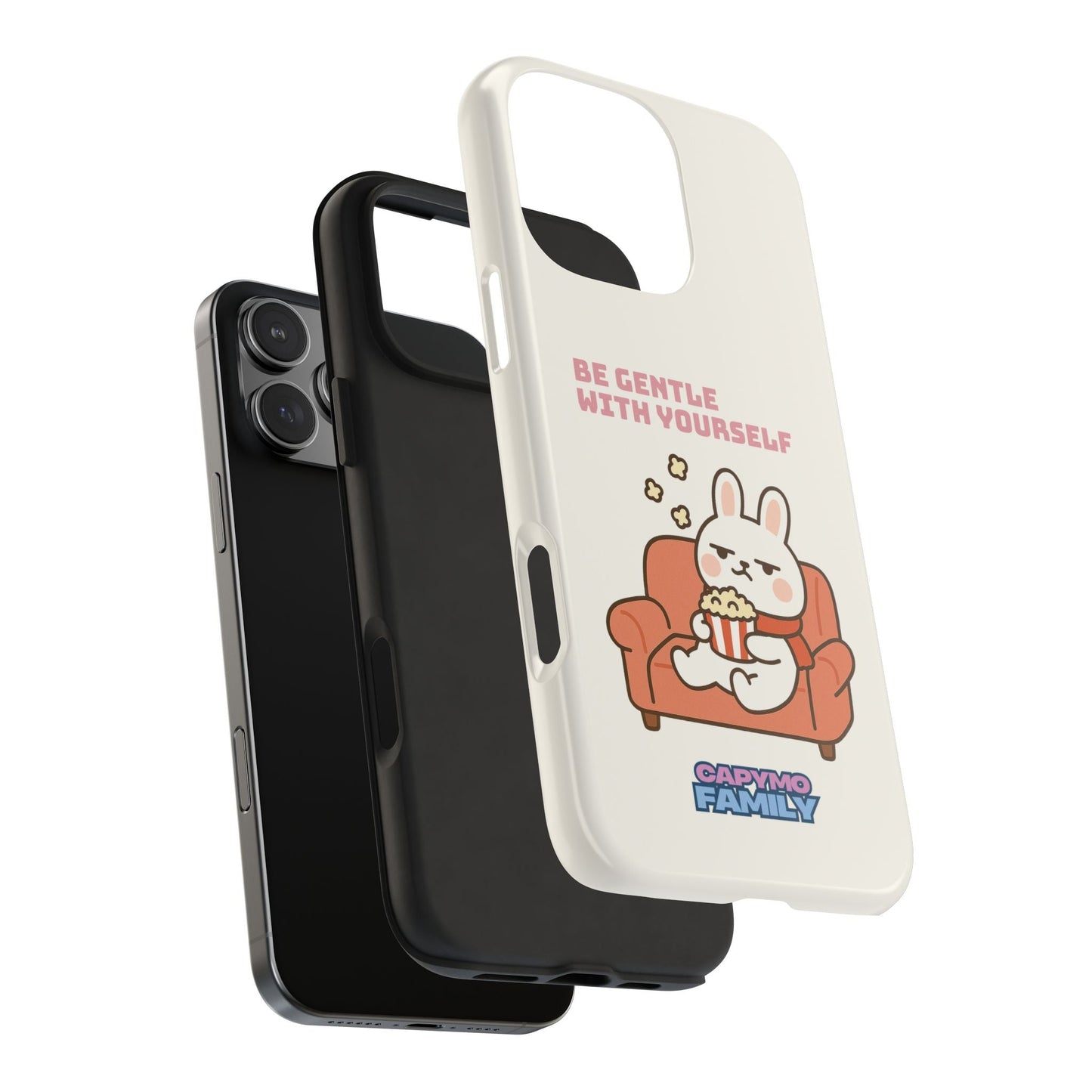 Capymo Family “Be Gentle With Yourself” Phone Case – Cozy Bunny Self - Care Quote Cover - Capymo Family