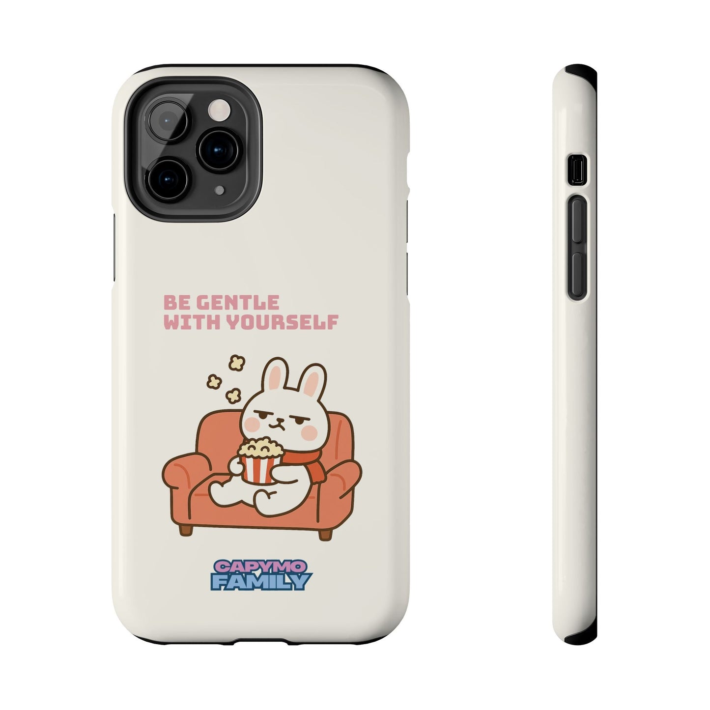 Capymo Family “Be Gentle With Yourself” Phone Case – Cozy Bunny Self - Care Quote Cover - Capymo Family