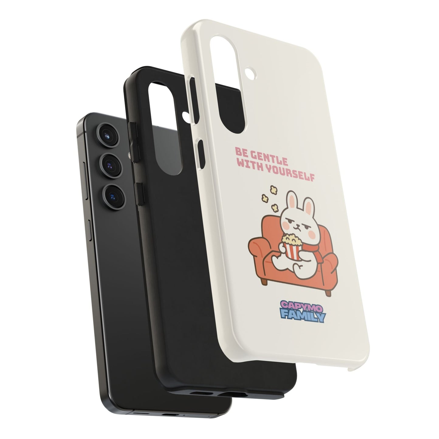Capymo Family “Be Gentle With Yourself” Phone Case – Cozy Bunny Self - Care Quote Cover - Capymo Family