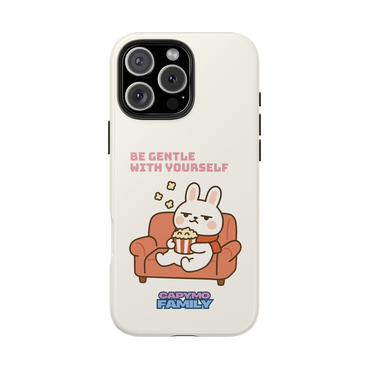 Capymo Family “Be Gentle With Yourself” Phone Case – Cozy Bunny Self - Care Quote Cover - Capymo Family