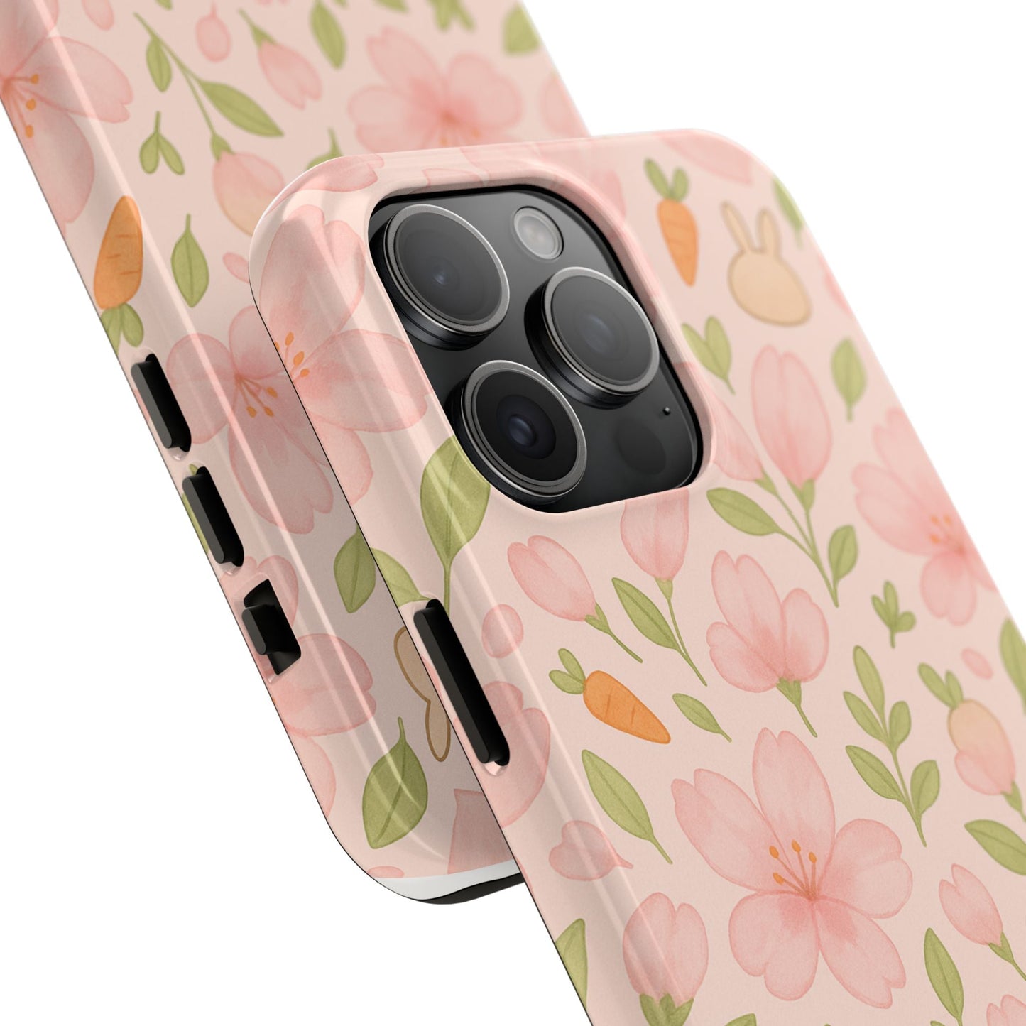Capymo Family Bunny Blossom Spring Phone Case – Cute Floral iPhone Cover with Carrots & Sakura - Capymo Family
