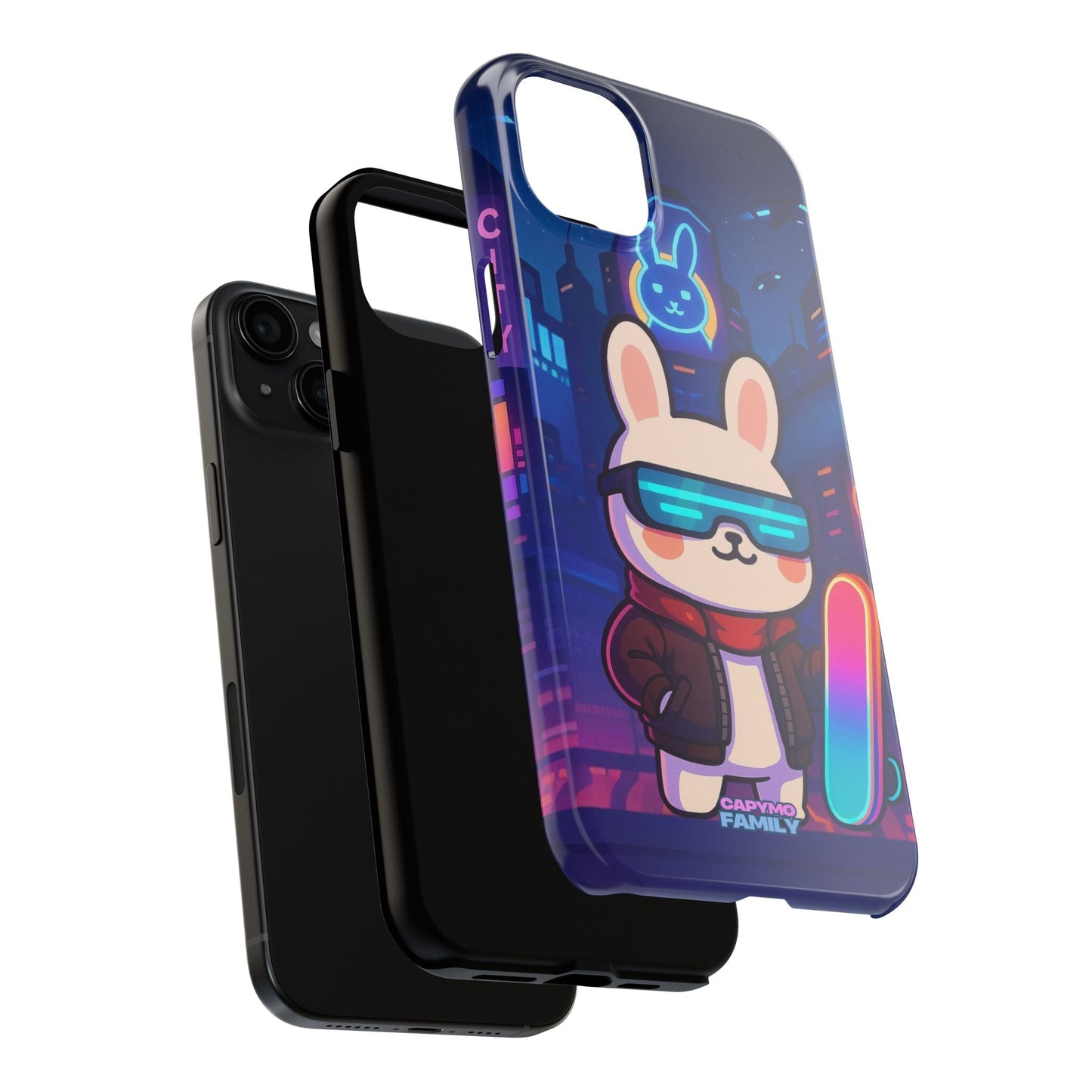 Capymo Family Cute Cartoon Bunny Tough Phone Case –Cyberpunk Bunny "Toto" Phone Case - Capymo Family