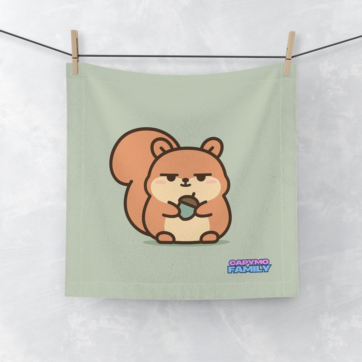 Capymo Family Cute Cartoon Squirrel Face Towel, Kids Spa Gift, Funny Bathroom Decor, Eco - Friendly Washcloth, Birthday Gift for Animal Lovers - Capymo Family