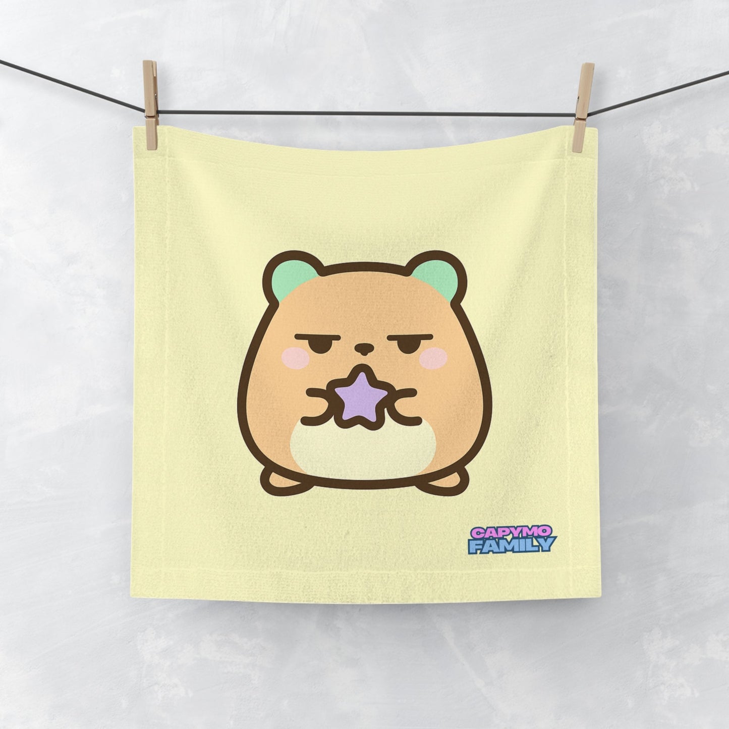 Capymo Family Cute Hamster Face Towel, Adorable Wash Cloth, Funny Gift for Animal Lovers, Kids Bathroom Decor, Cute Hamster Gift - Capymo Family