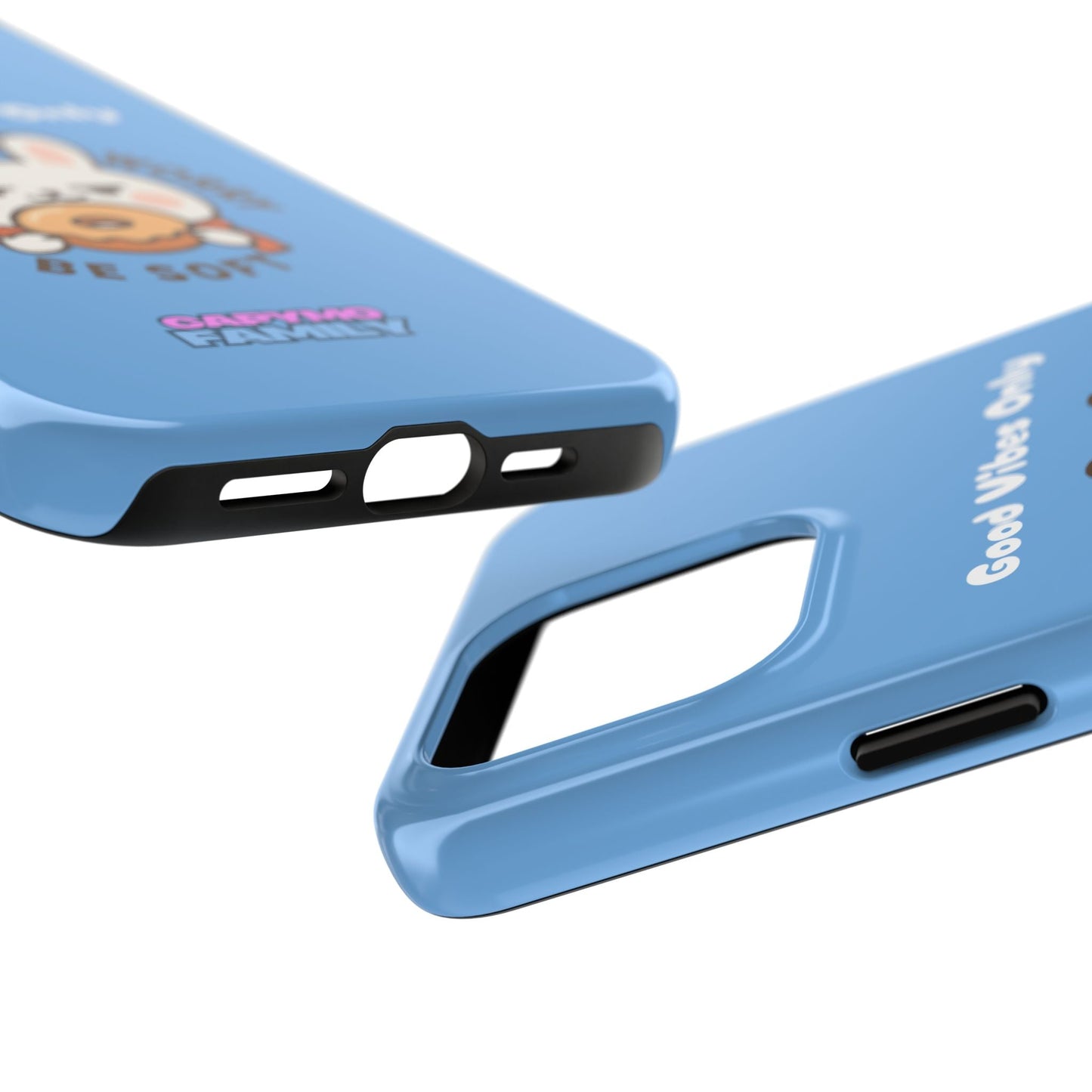 Capymo Family “Donut Worry, Be Soft” Phone Case – Cute Bunny & Donut Positive Vibes Cover - Capymo Family