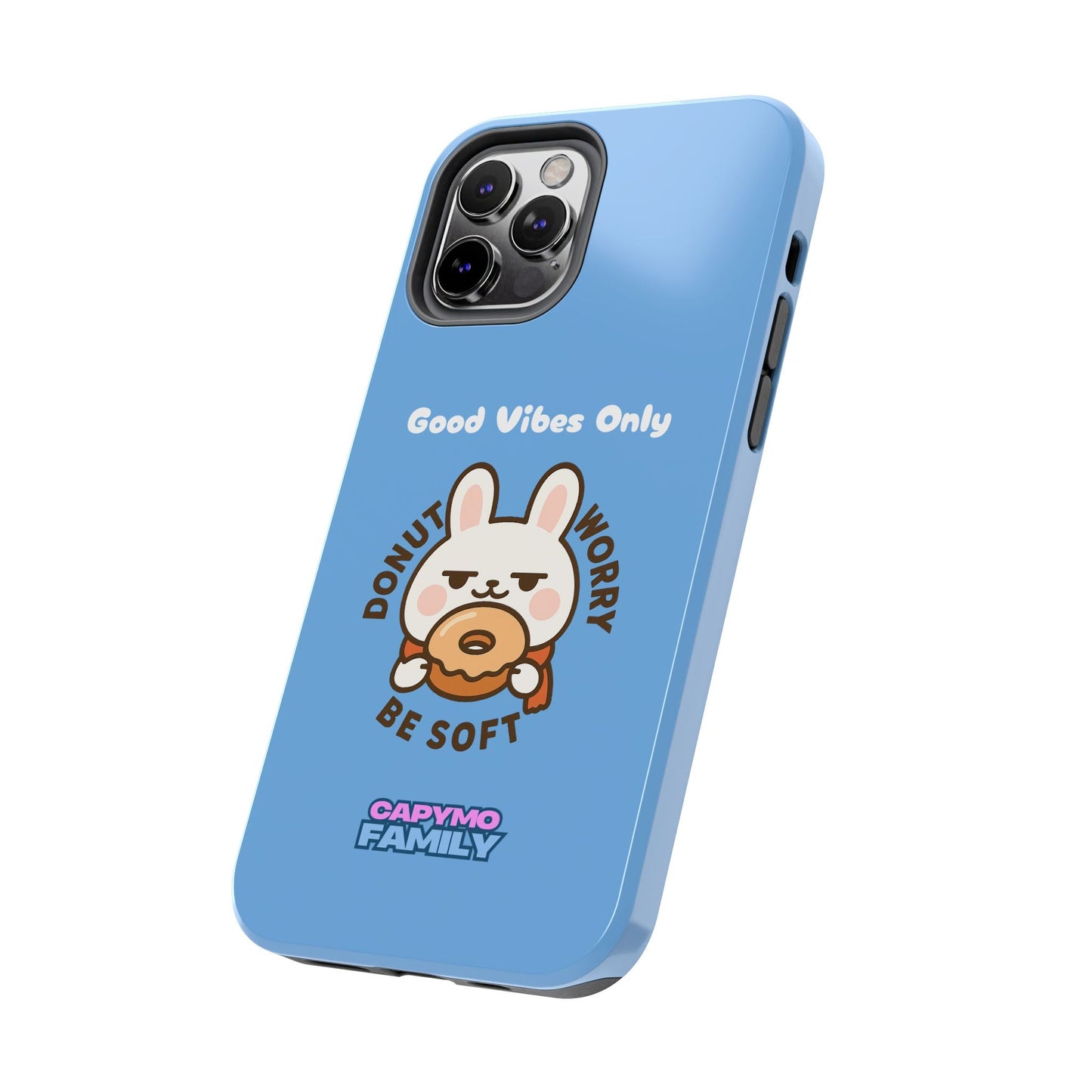 Capymo Family “Donut Worry, Be Soft” Phone Case – Cute Bunny & Donut Positive Vibes Cover - Capymo Family