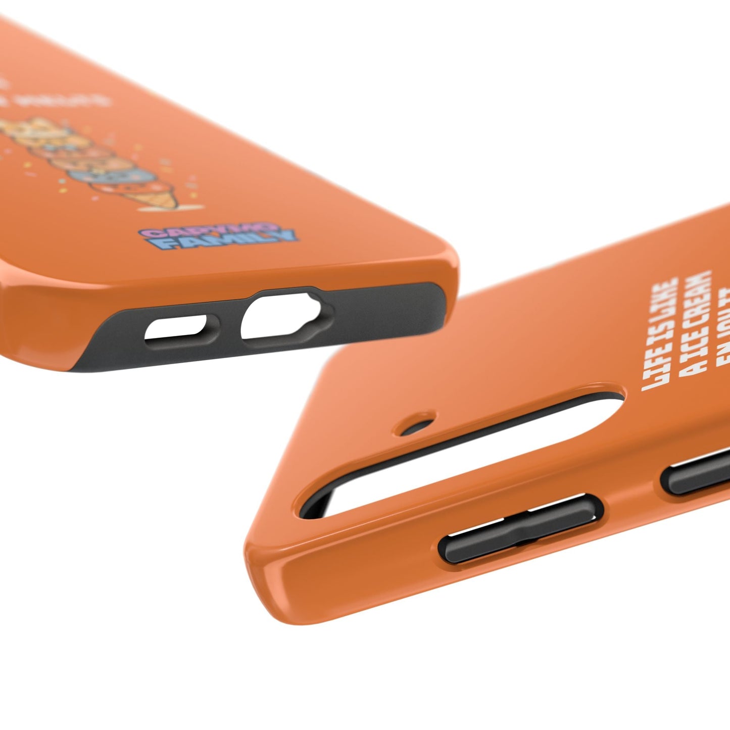 Capymo Family Ice Cream Cat Quote Phone Case – Cute Orange iPhone Cover with Motivational Saying - Capymo Family