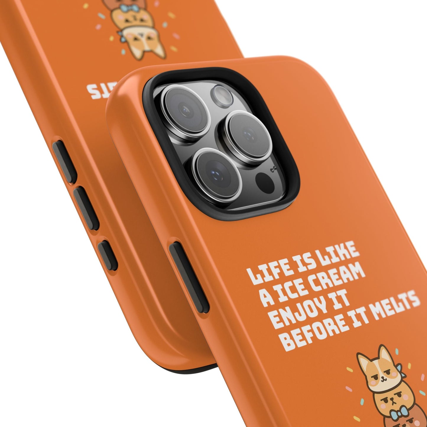 Capymo Family Ice Cream Cat Quote Phone Case – Cute Orange iPhone Cover with Motivational Saying - Capymo Family