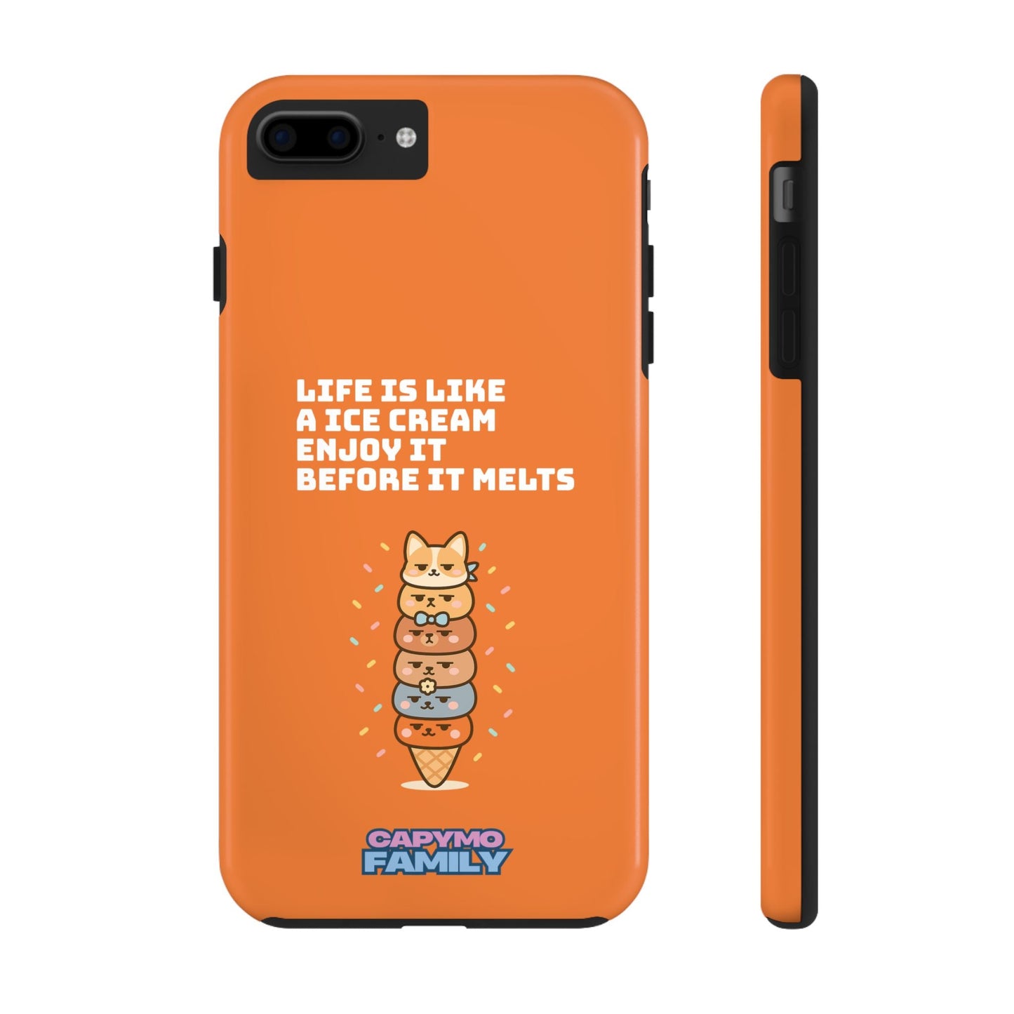 Capymo Family Ice Cream Cat Quote Phone Case – Cute Orange iPhone Cover with Motivational Saying - Capymo Family