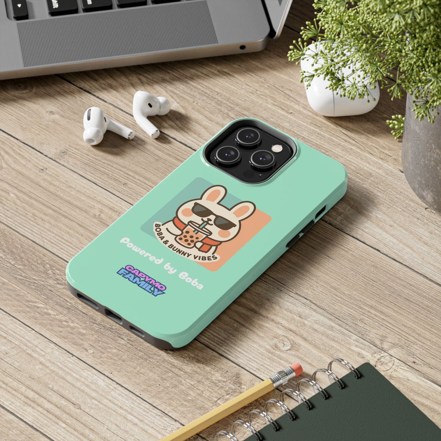 Capymo Family Kawaii Boba Bunny Phone Case – “Boba & Bunny Vibes” Powered by Boba Cute Cover - Capymo Family