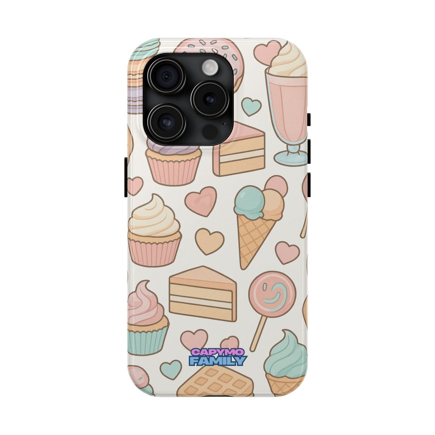 Capymo Family Kawaii Dessert Phone Case – “Sweet Tooth Collection” Ice Cream, Cake, and Candy Cute Pastel Design - Capymo Family