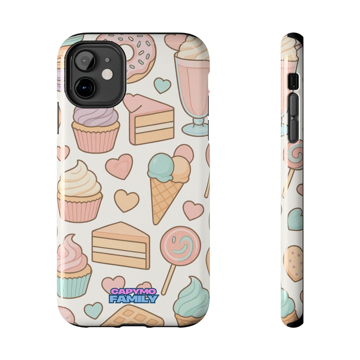 Capymo Family Kawaii Dessert Phone Case – “Sweet Tooth Collection” Ice Cream, Cake, and Candy Cute Pastel Design - Capymo Family