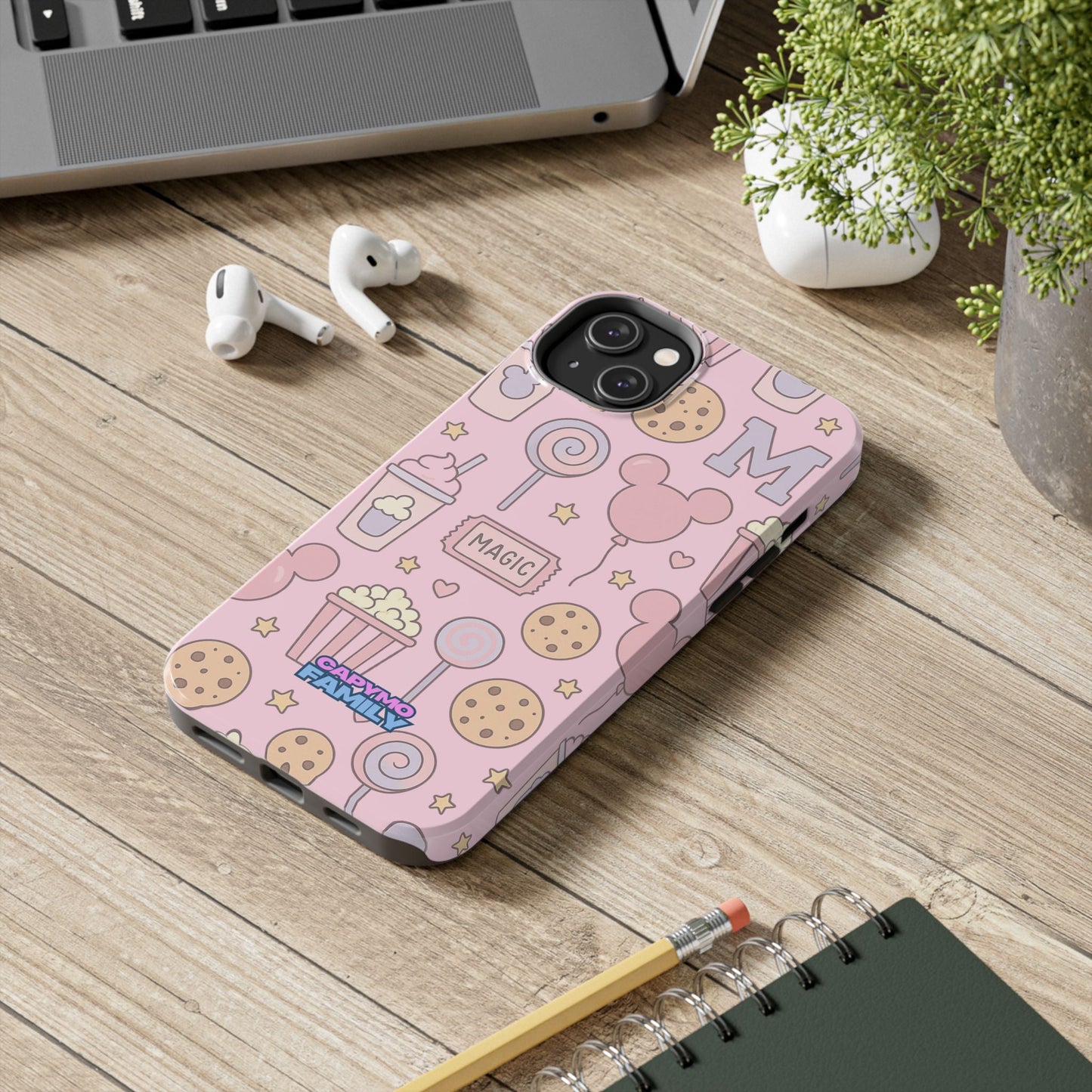 Capymo Family Kawaii Magic Snack Phone Case – Pastel Candy, Popcorn & Cookie Pattern Cover - Capymo Family