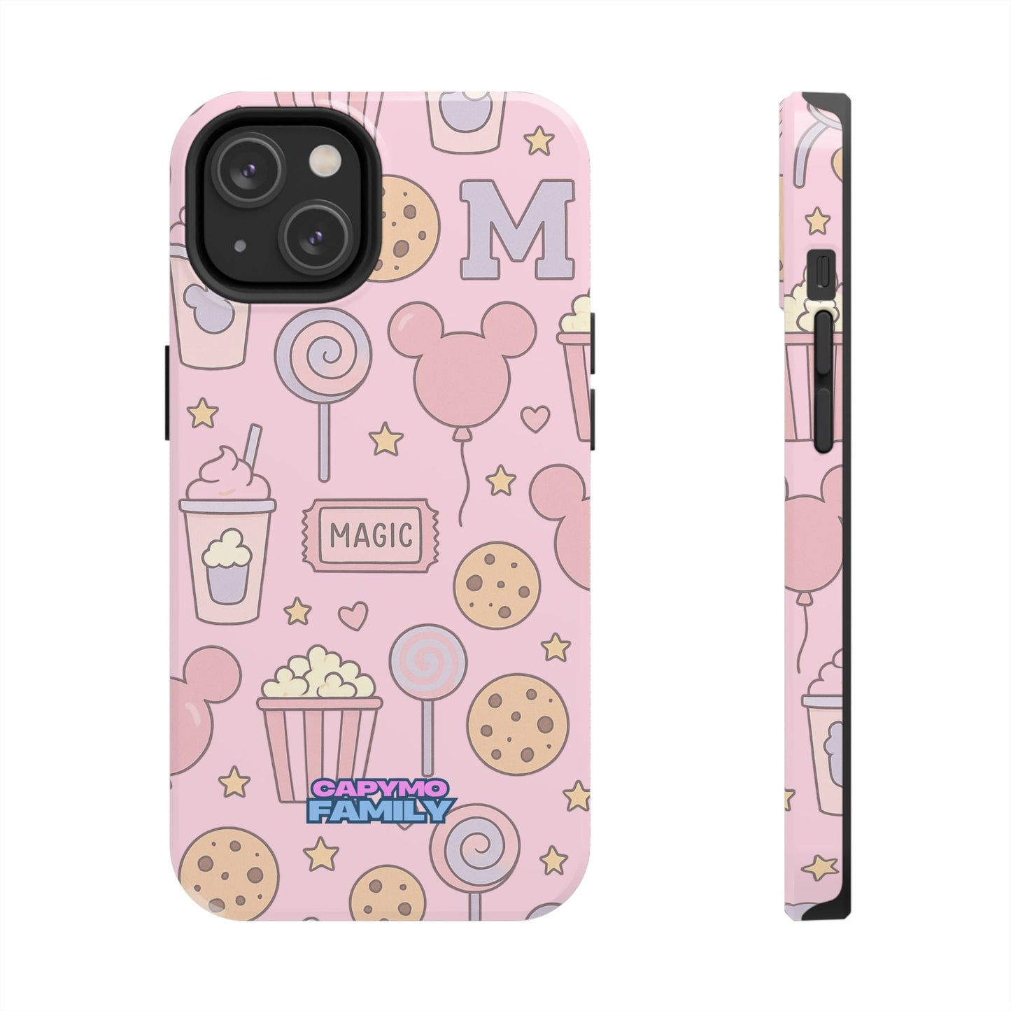 Capymo Family Kawaii Magic Snack Phone Case – Pastel Candy, Popcorn & Cookie Pattern Cover - Capymo Family