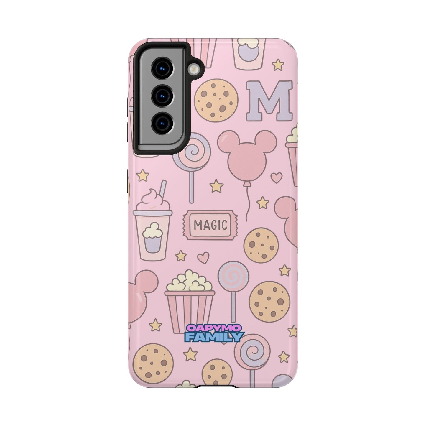 Capymo Family Kawaii Magic Snack Phone Case – Pastel Candy, Popcorn & Cookie Pattern Cover - Capymo Family