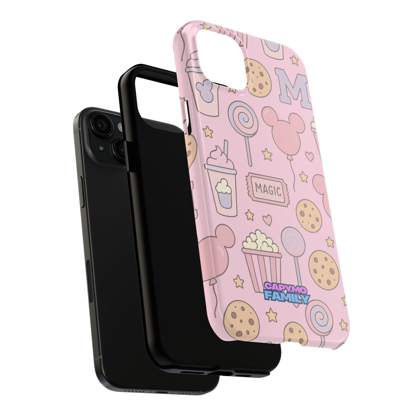 Capymo Family Kawaii Magic Snack Phone Case – Pastel Candy, Popcorn & Cookie Pattern Cover - Capymo Family