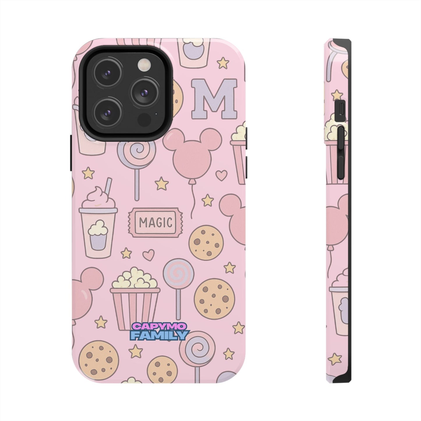 Capymo Family Kawaii Magic Snack Phone Case – Pastel Candy, Popcorn & Cookie Pattern Cover - Capymo Family