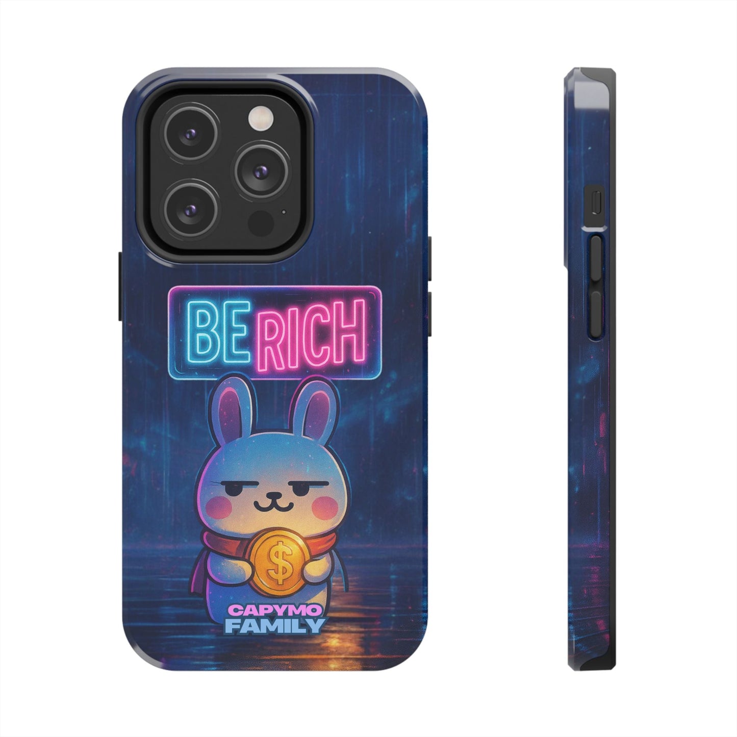 Capymo Family Lucky Cute Cartoon Bunny Tough Phone Case – “Be Rich” Bunny "Toto" Phone Case - Capymo Family