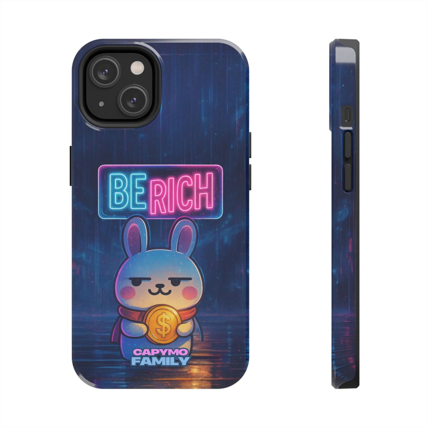 Capymo Family Lucky Cute Cartoon Bunny Tough Phone Case – “Be Rich” Bunny "Toto" Phone Case - Capymo Family