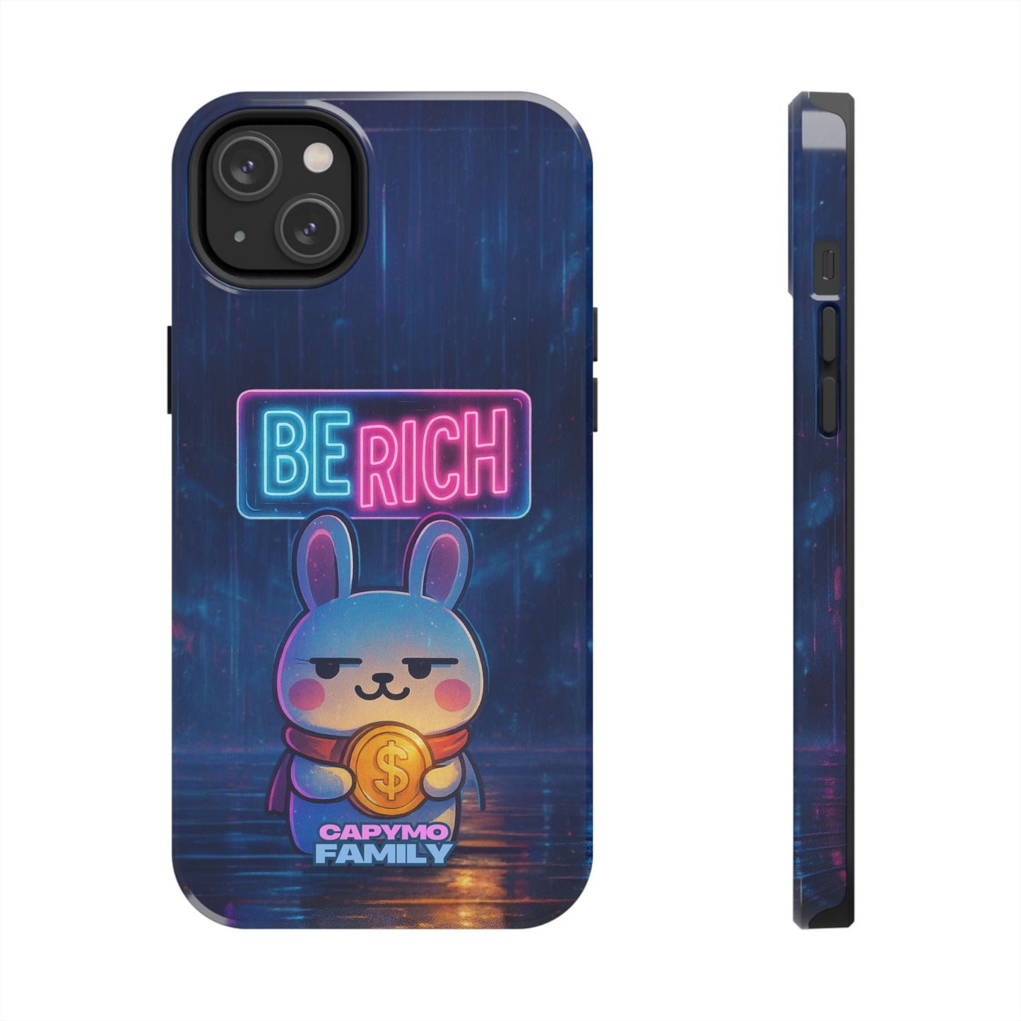Capymo Family Lucky Cute Cartoon Bunny Tough Phone Case – “Be Rich” Bunny "Toto" Phone Case - Capymo Family