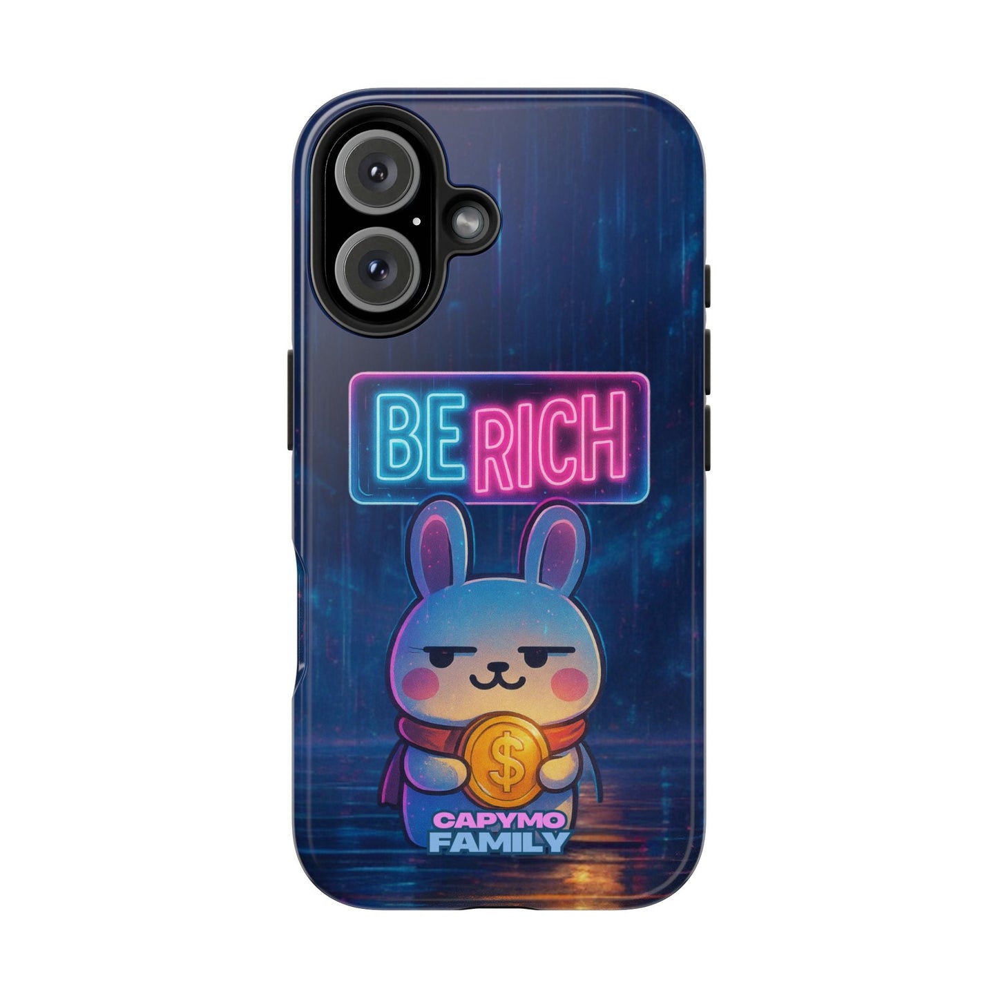 Capymo Family Lucky Cute Cartoon Bunny Tough Phone Case – “Be Rich” Bunny "Toto" Phone Case - Capymo Family