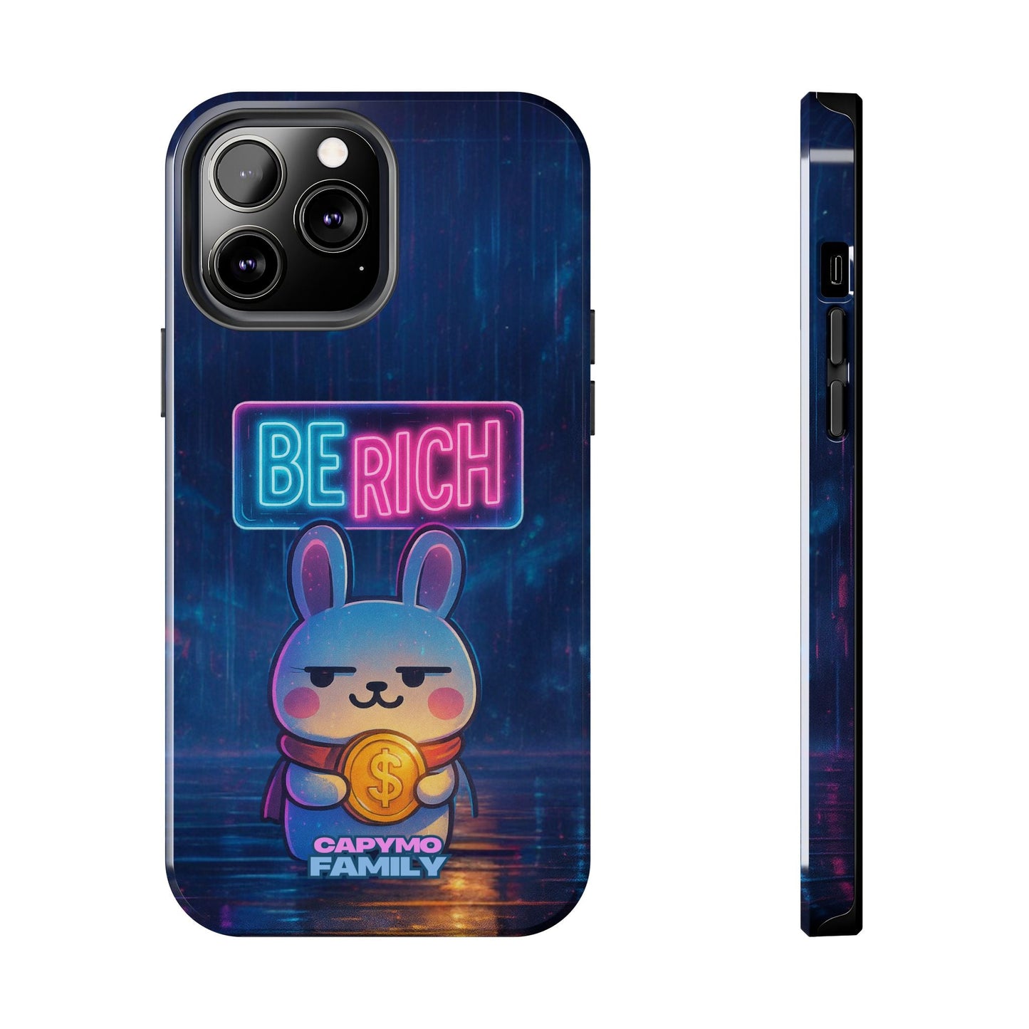 Capymo Family Lucky Cute Cartoon Bunny Tough Phone Case – “Be Rich” Bunny "Toto" Phone Case - Capymo Family