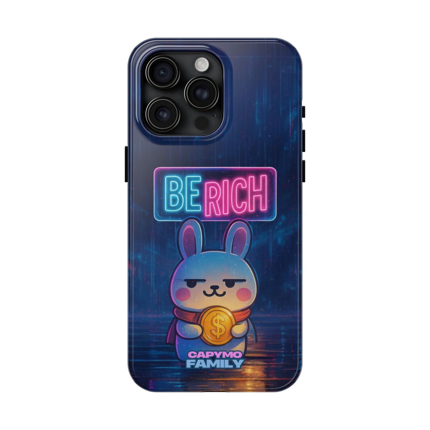 Capymo Family Lucky Cute Cartoon Bunny Tough Phone Case – “Be Rich” Bunny "Toto" Phone Case - Capymo Family