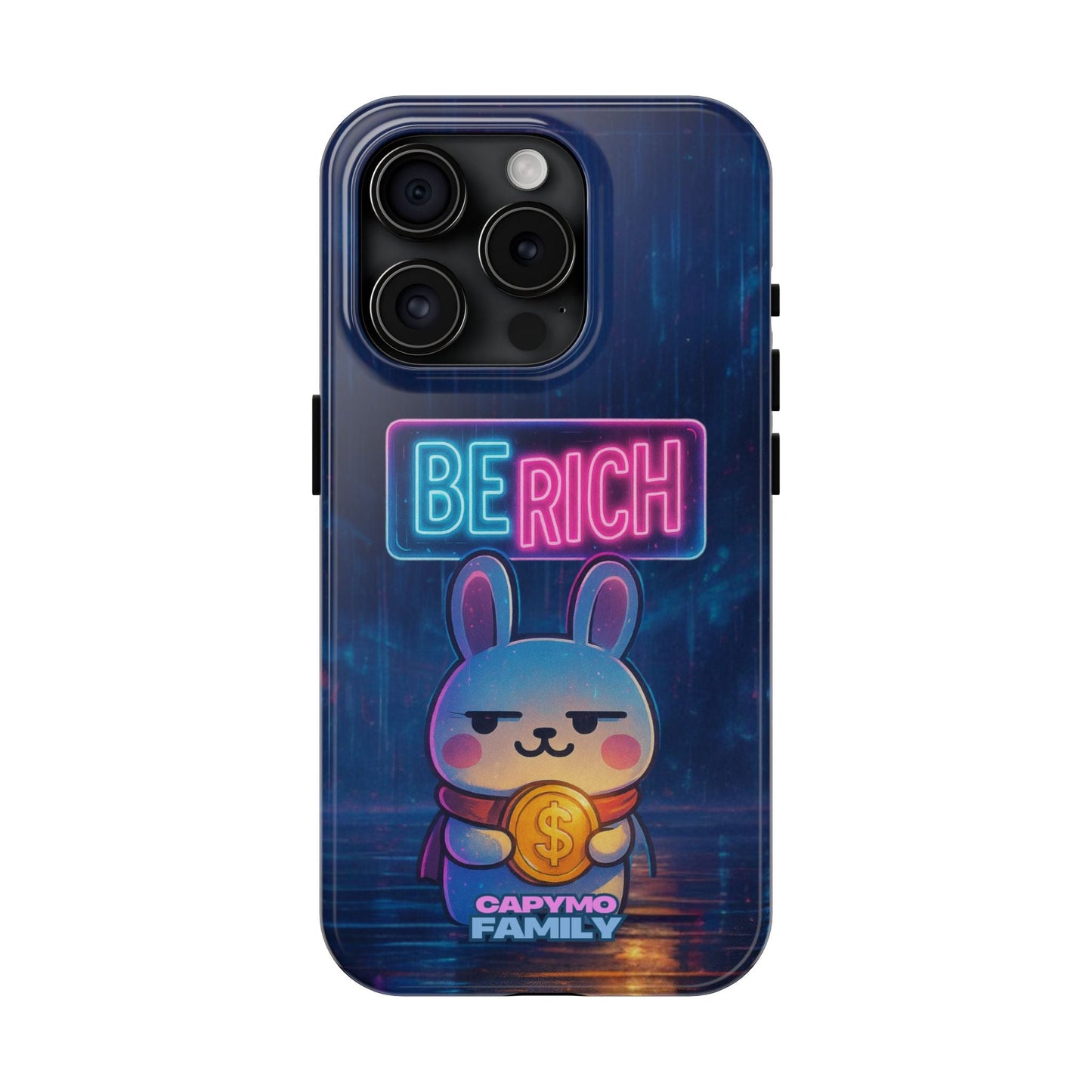 Capymo Family Lucky Cute Cartoon Bunny Tough Phone Case – “Be Rich” Bunny "Toto" Phone Case - Capymo Family