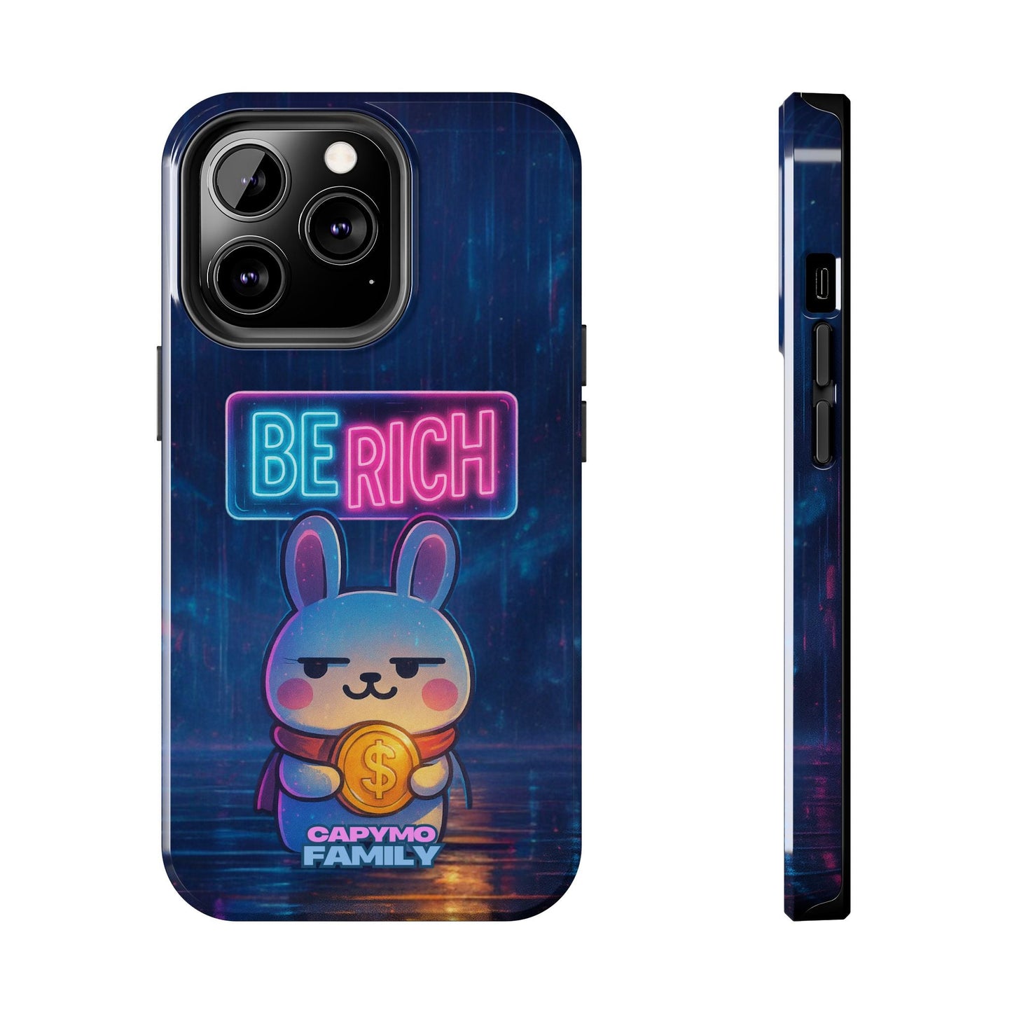 Capymo Family Lucky Cute Cartoon Bunny Tough Phone Case – “Be Rich” Bunny "Toto" Phone Case - Capymo Family