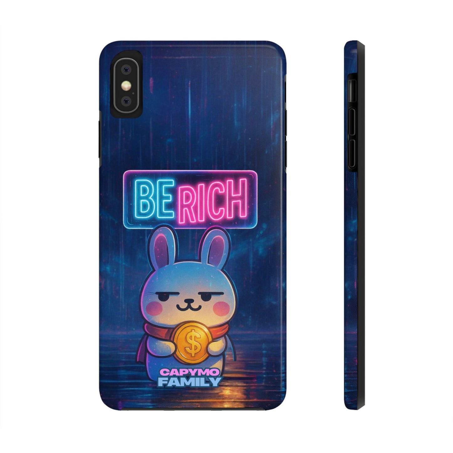 Capymo Family Lucky Cute Cartoon Bunny Tough Phone Case – “Be Rich” Bunny "Toto" Phone Case - Capymo Family