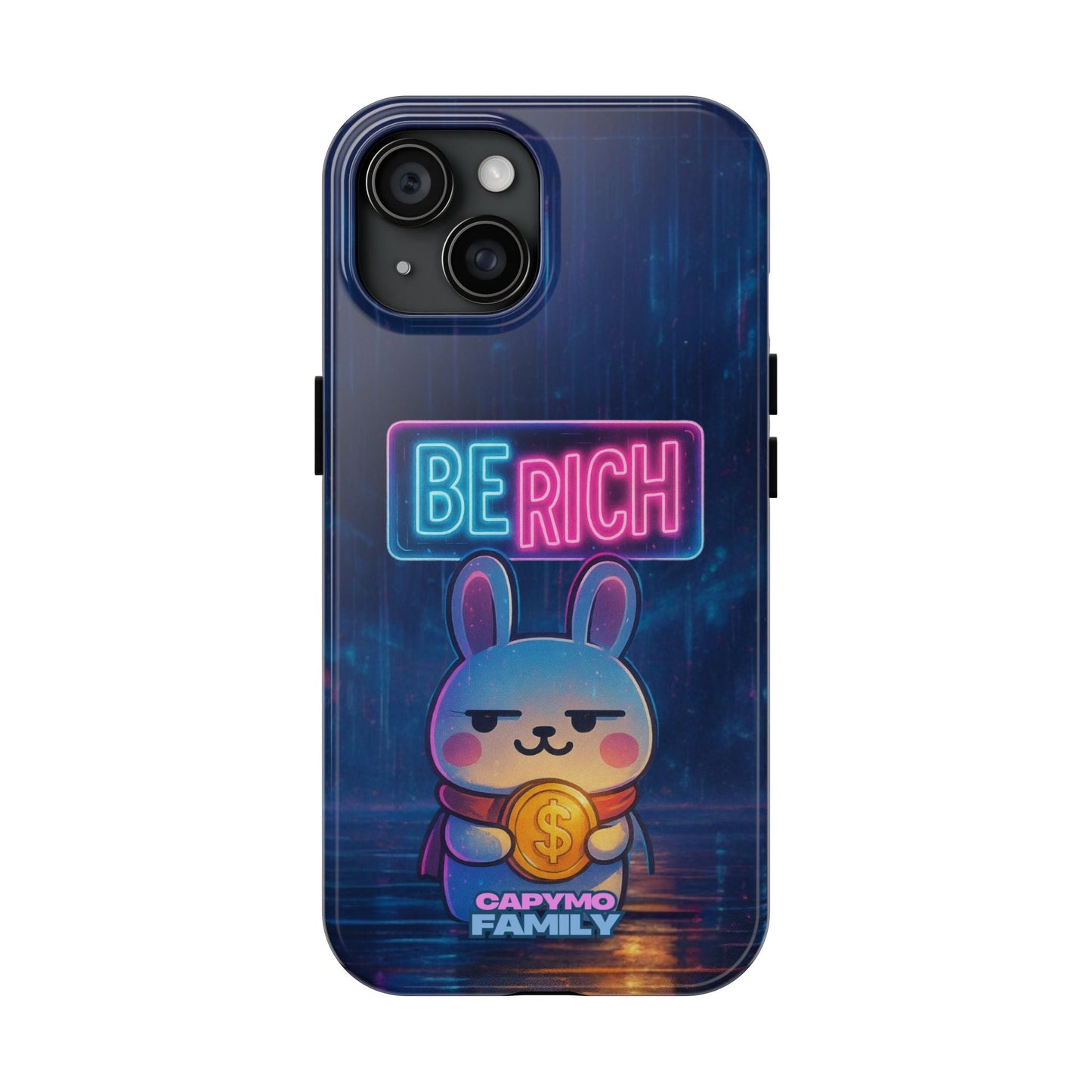 Capymo Family Lucky Cute Cartoon Bunny Tough Phone Case – “Be Rich” Bunny "Toto" Phone Case - Capymo Family