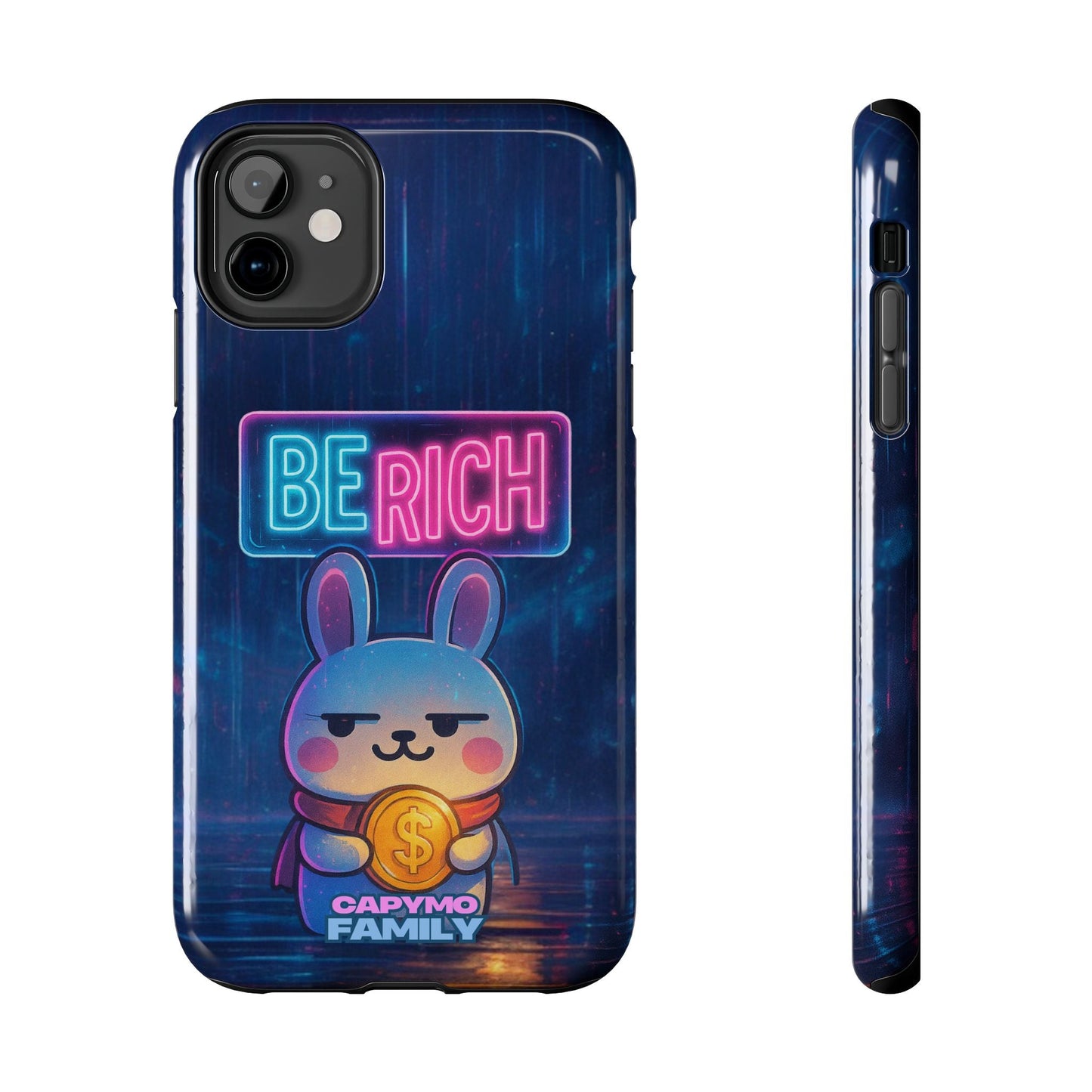 Capymo Family Lucky Cute Cartoon Bunny Tough Phone Case – “Be Rich” Bunny "Toto" Phone Case - Capymo Family