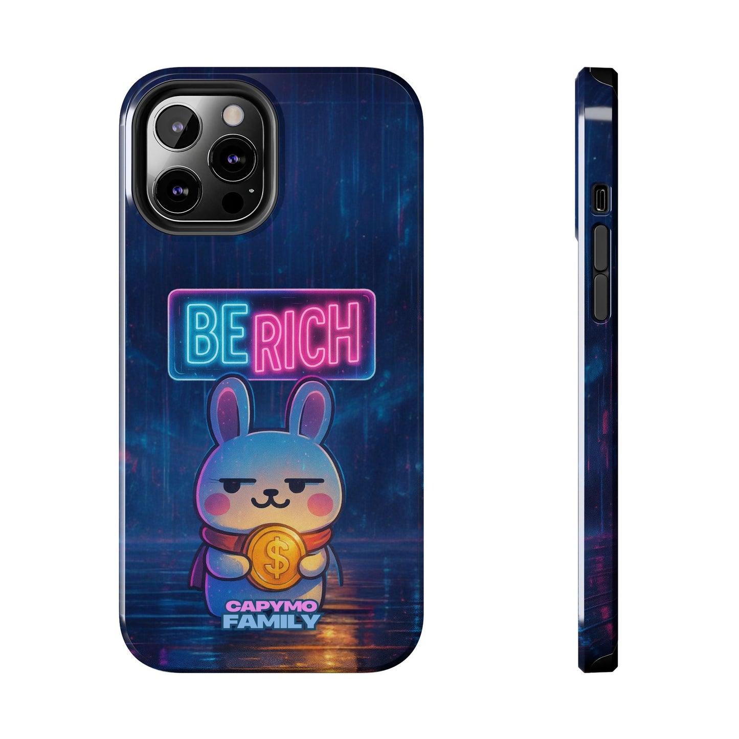 Capymo Family Lucky Cute Cartoon Bunny Tough Phone Case – “Be Rich” Bunny "Toto" Phone Case - Capymo Family