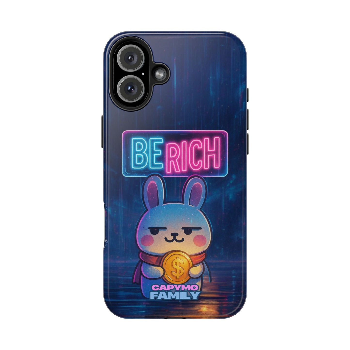 Capymo Family Lucky Cute Cartoon Bunny Tough Phone Case – “Be Rich” Bunny "Toto" Phone Case - Capymo Family