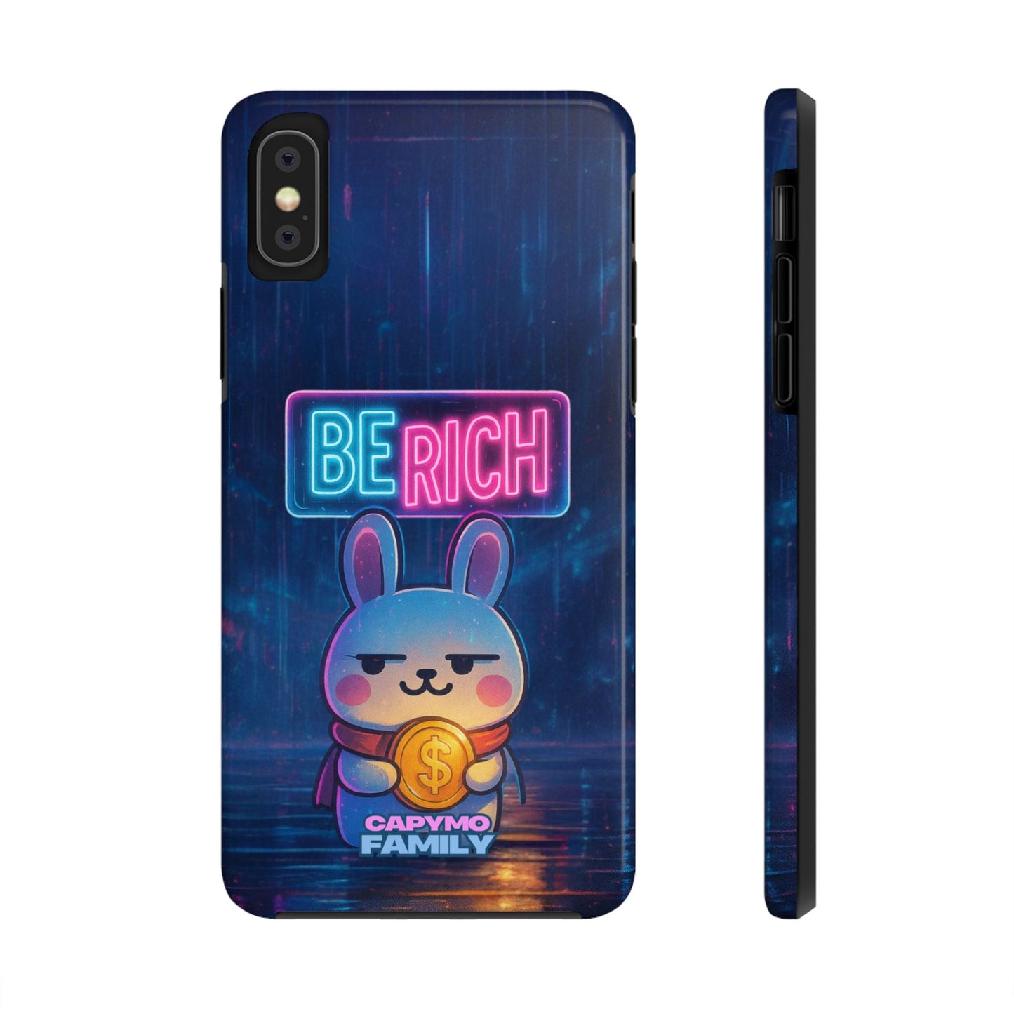 Capymo Family Lucky Cute Cartoon Bunny Tough Phone Case – “Be Rich” Bunny "Toto" Phone Case - Capymo Family