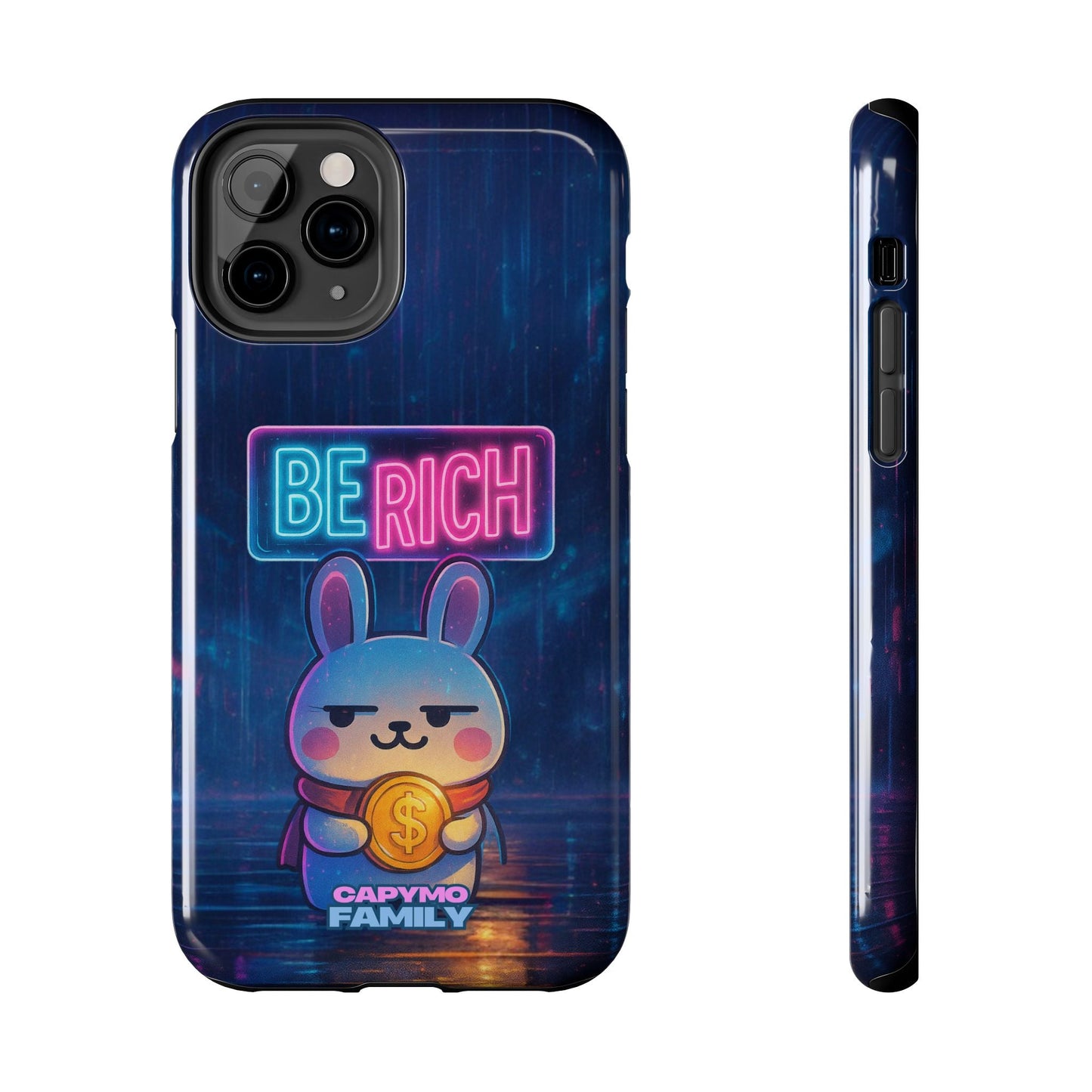 Capymo Family Lucky Cute Cartoon Bunny Tough Phone Case – “Be Rich” Bunny "Toto" Phone Case - Capymo Family