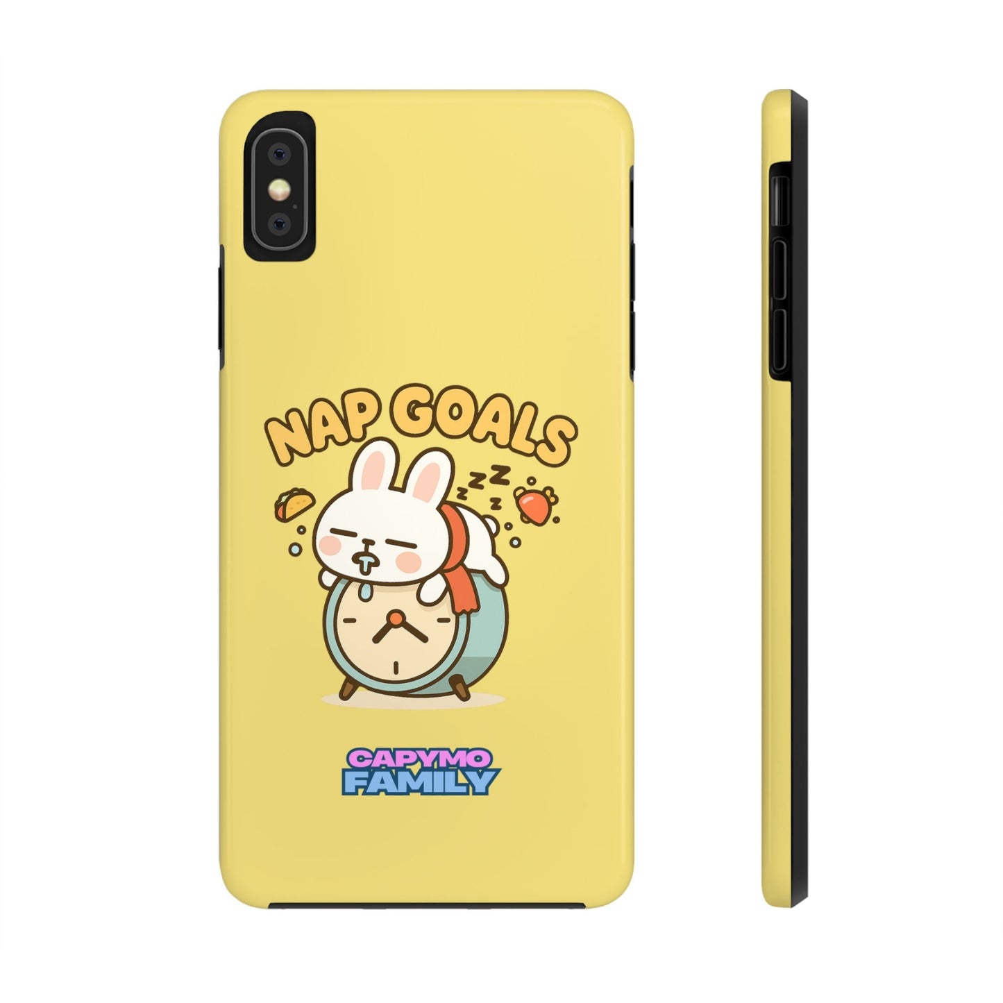 Capymo Family “Nap Goals” Phone Case – Cute Bunny Toto Sleeping on Alarm Clock Cover - Capymo Family