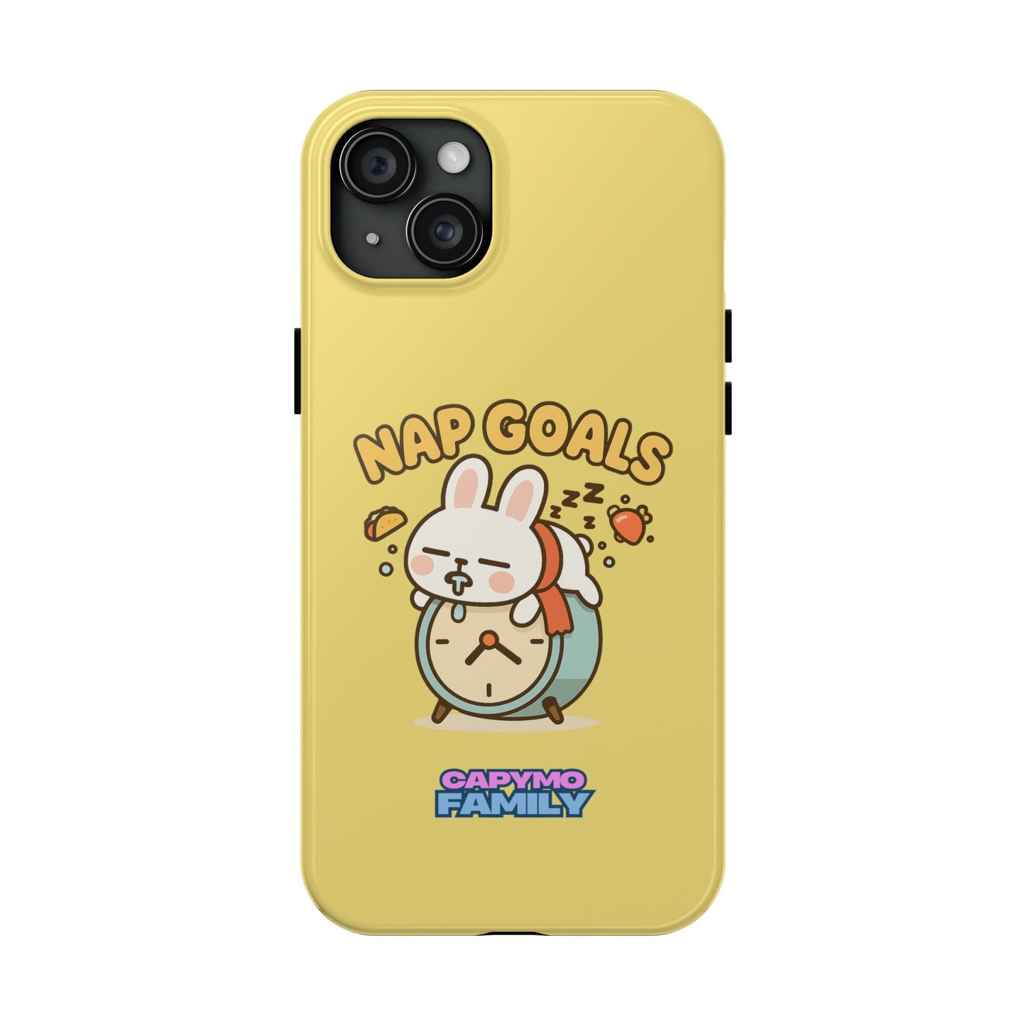 Capymo Family “Nap Goals” Phone Case – Cute Bunny Toto Sleeping on Alarm Clock Cover - Capymo Family