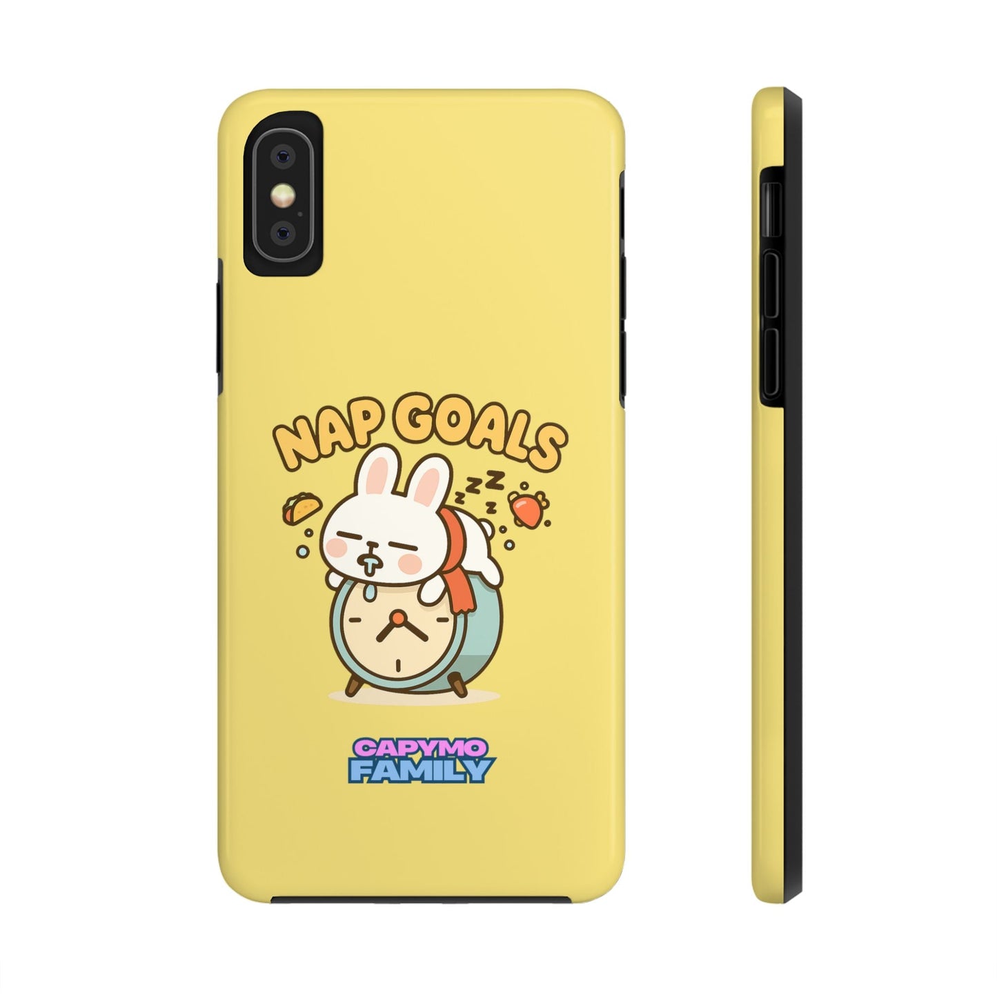 Capymo Family “Nap Goals” Phone Case – Cute Bunny Toto Sleeping on Alarm Clock Cover - Capymo Family
