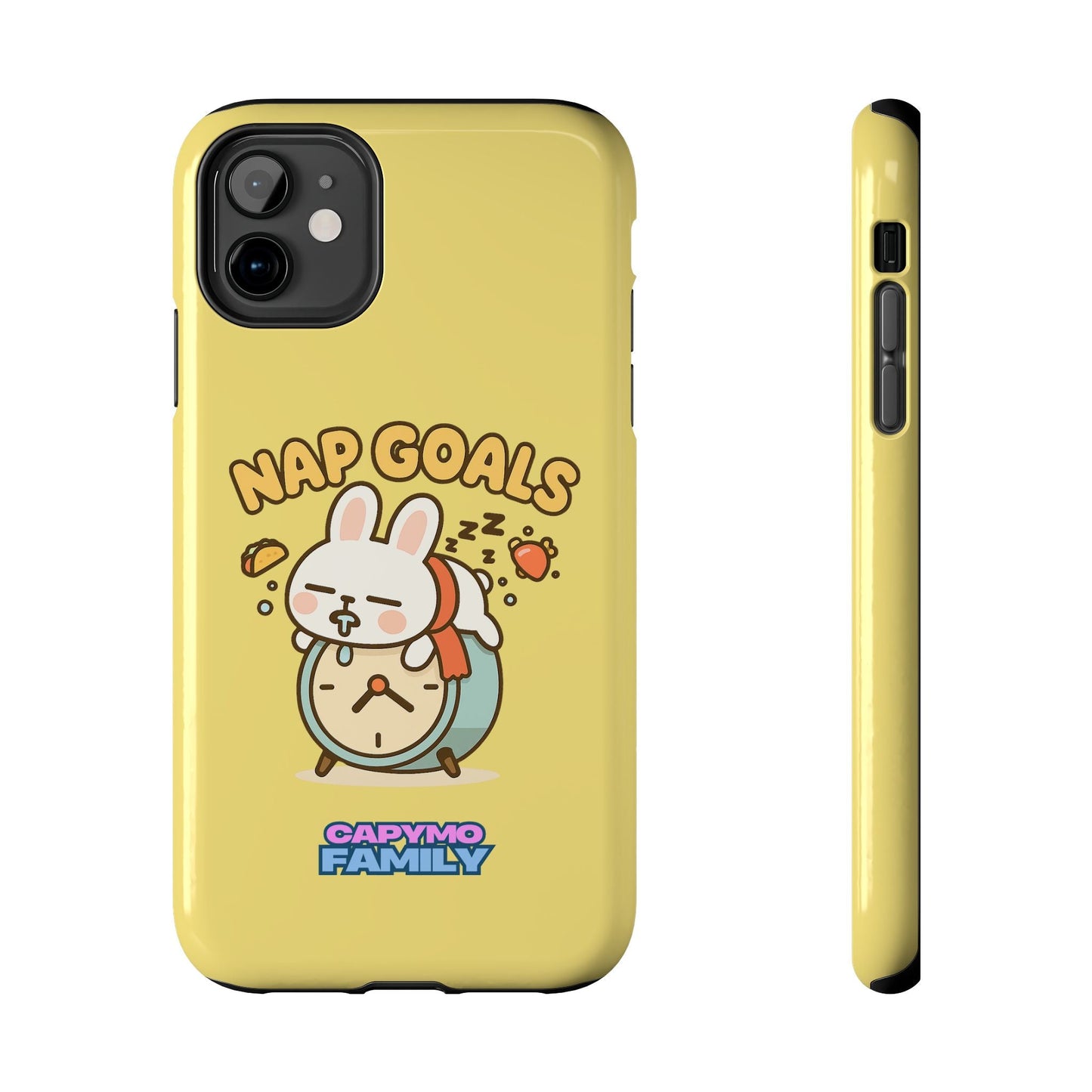 Capymo Family “Nap Goals” Phone Case – Cute Bunny Toto Sleeping on Alarm Clock Cover - Capymo Family