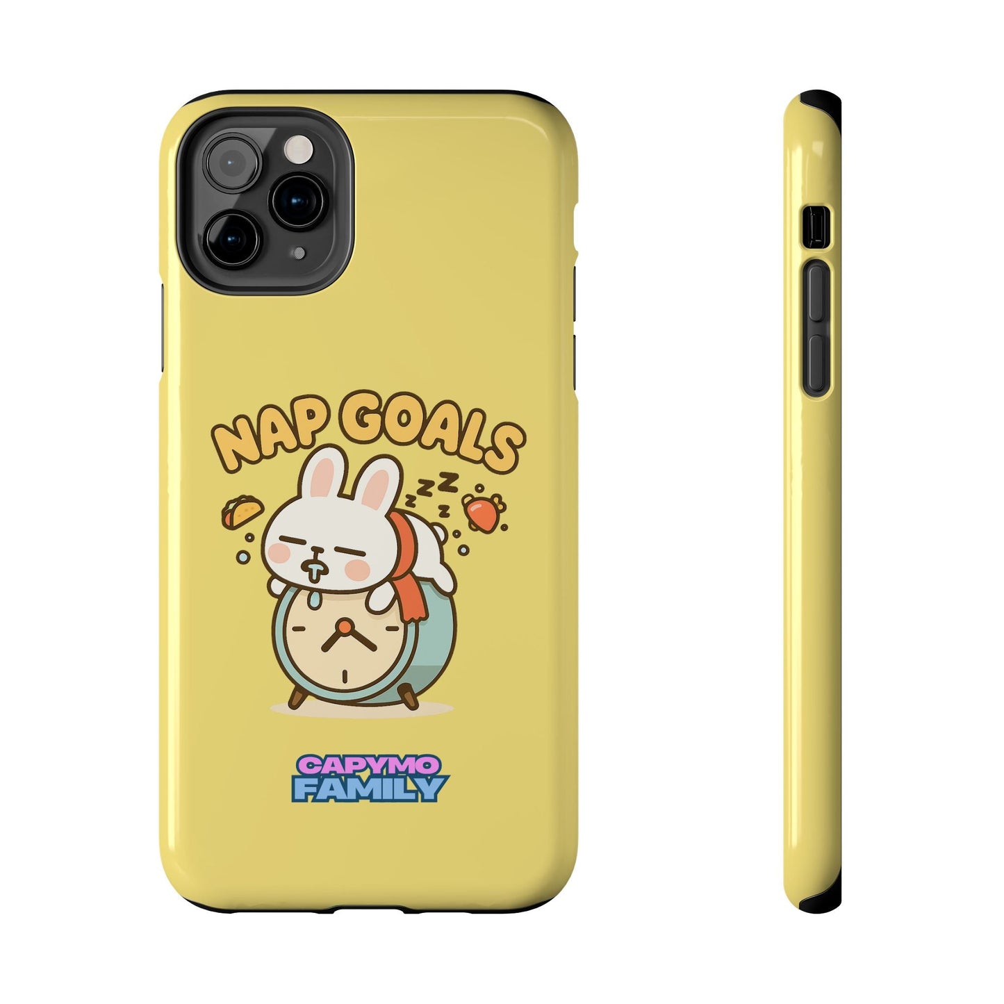 Capymo Family “Nap Goals” Phone Case – Cute Bunny Toto Sleeping on Alarm Clock Cover - Capymo Family