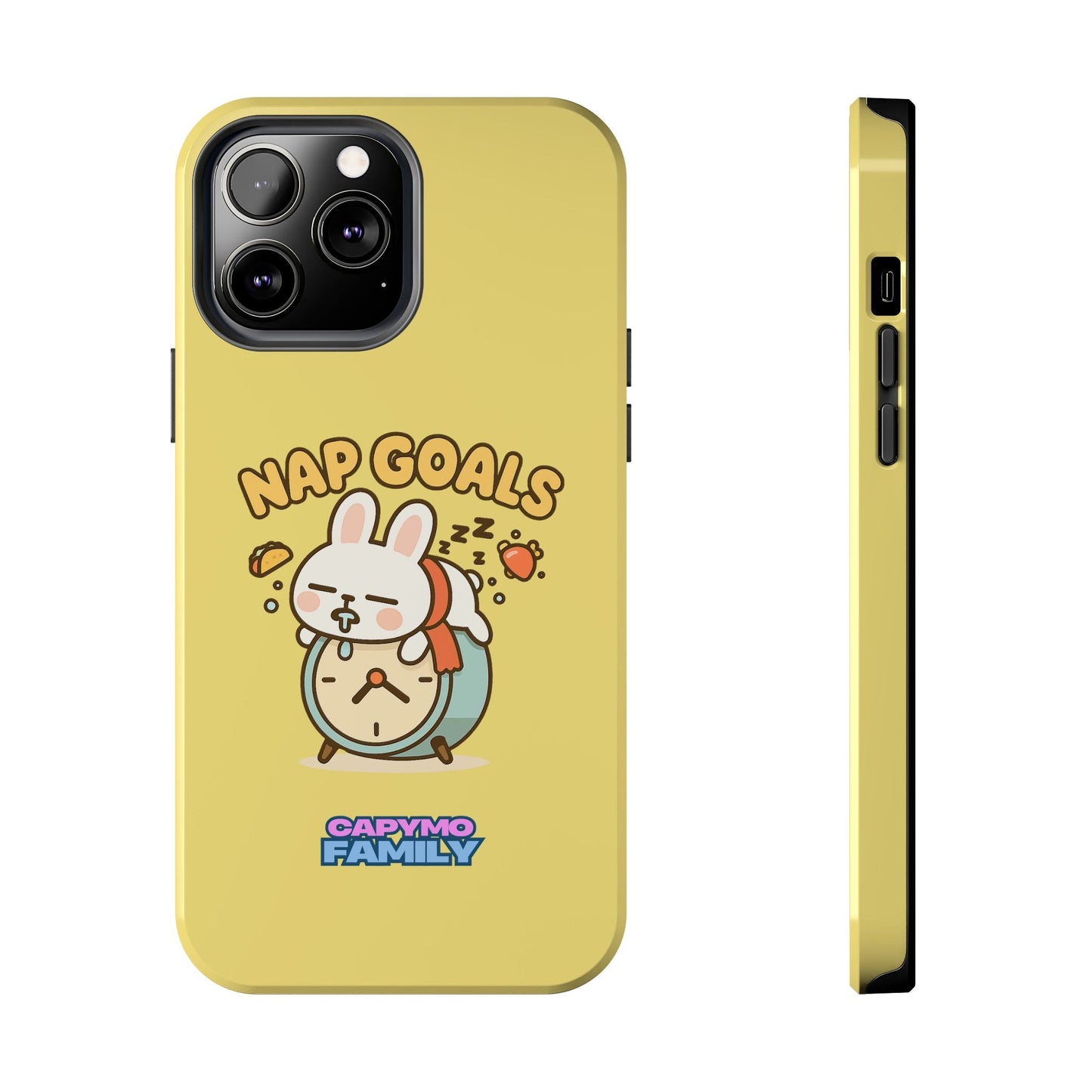 Capymo Family “Nap Goals” Phone Case – Cute Bunny Toto Sleeping on Alarm Clock Cover - Capymo Family