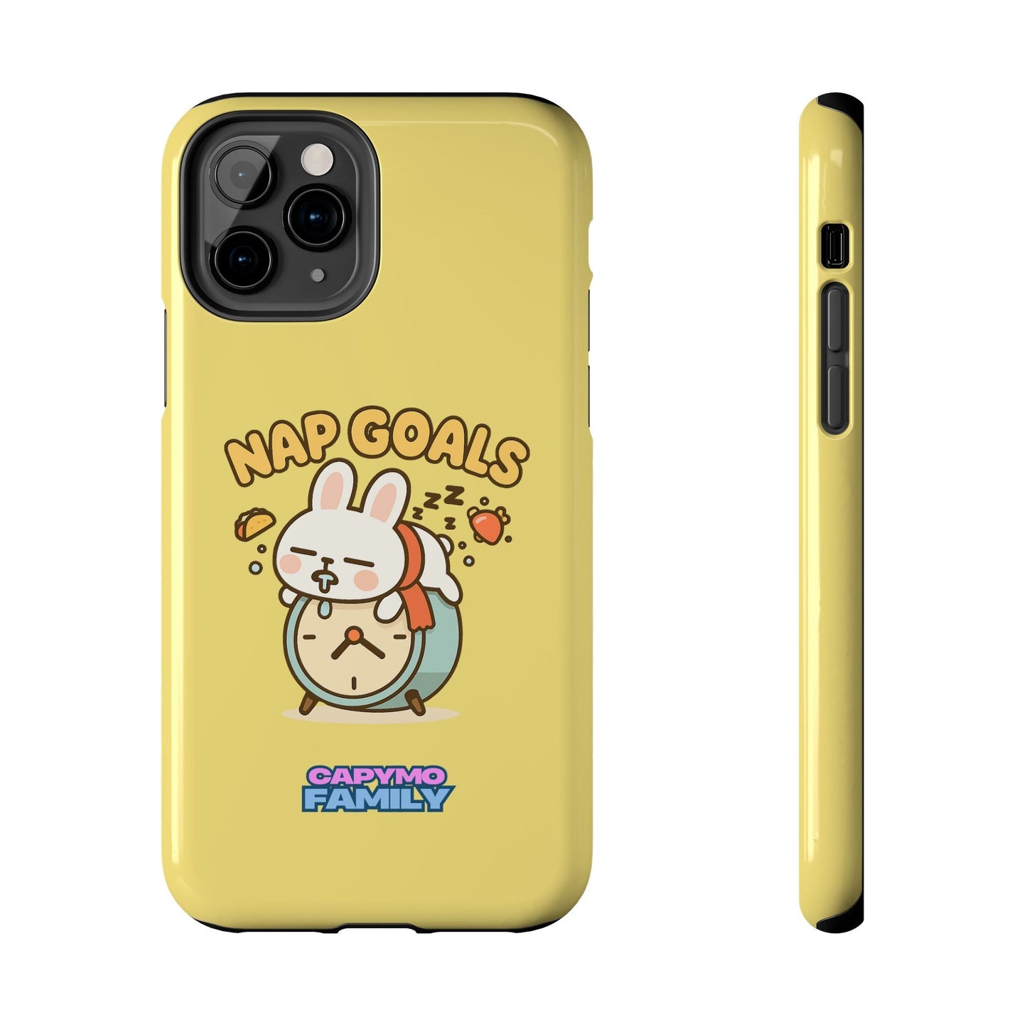Capymo Family “Nap Goals” Phone Case – Cute Bunny Toto Sleeping on Alarm Clock Cover - Capymo Family