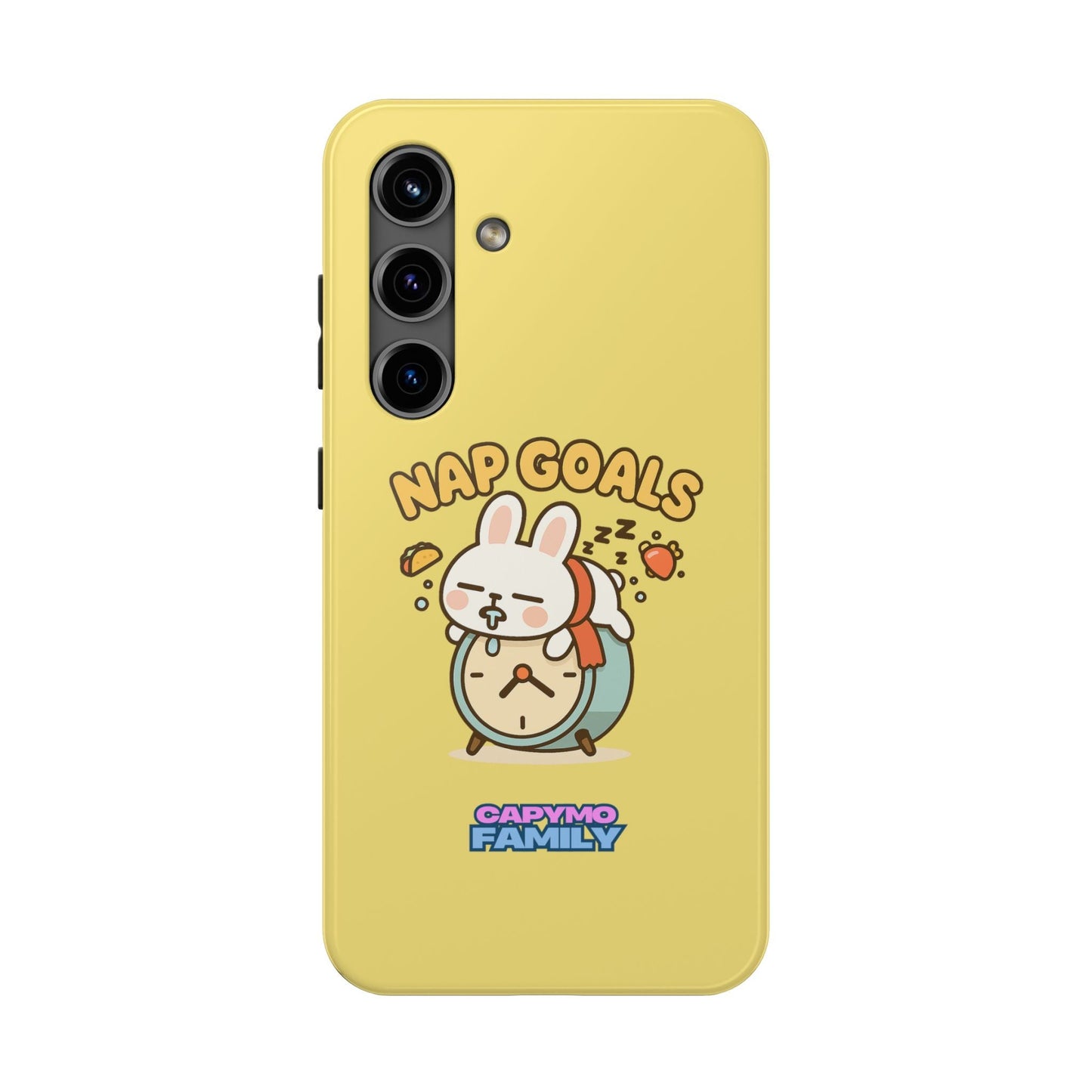 Capymo Family “Nap Goals” Phone Case – Cute Bunny Toto Sleeping on Alarm Clock Cover - Capymo Family