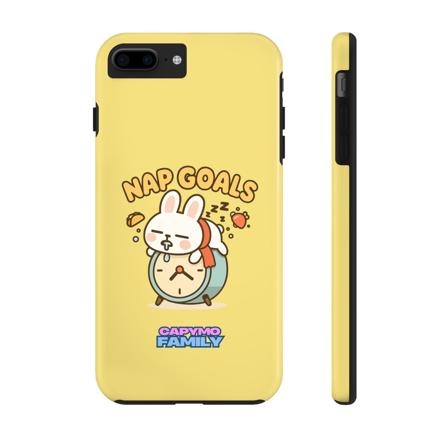 Capymo Family “Nap Goals” Phone Case – Cute Bunny Toto Sleeping on Alarm Clock Cover - Capymo Family