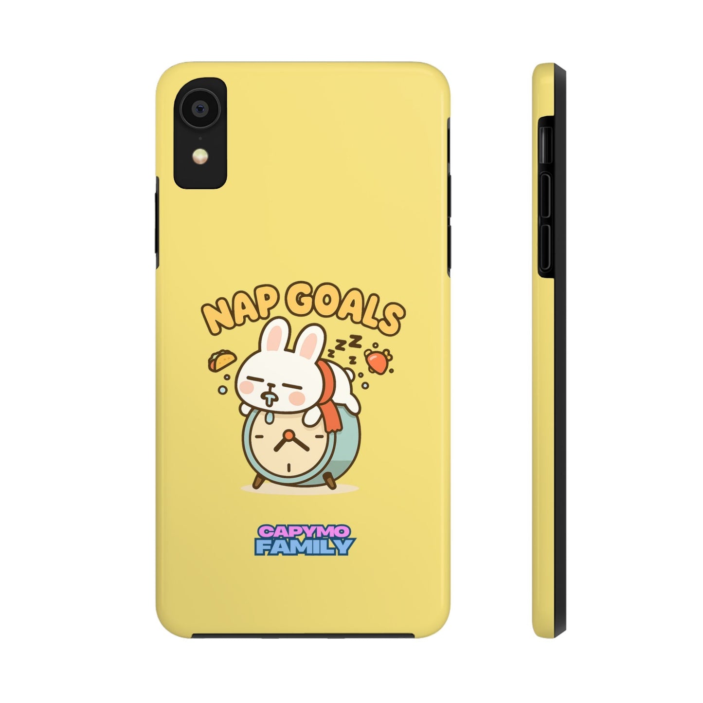 Capymo Family “Nap Goals” Phone Case – Cute Bunny Toto Sleeping on Alarm Clock Cover - Capymo Family