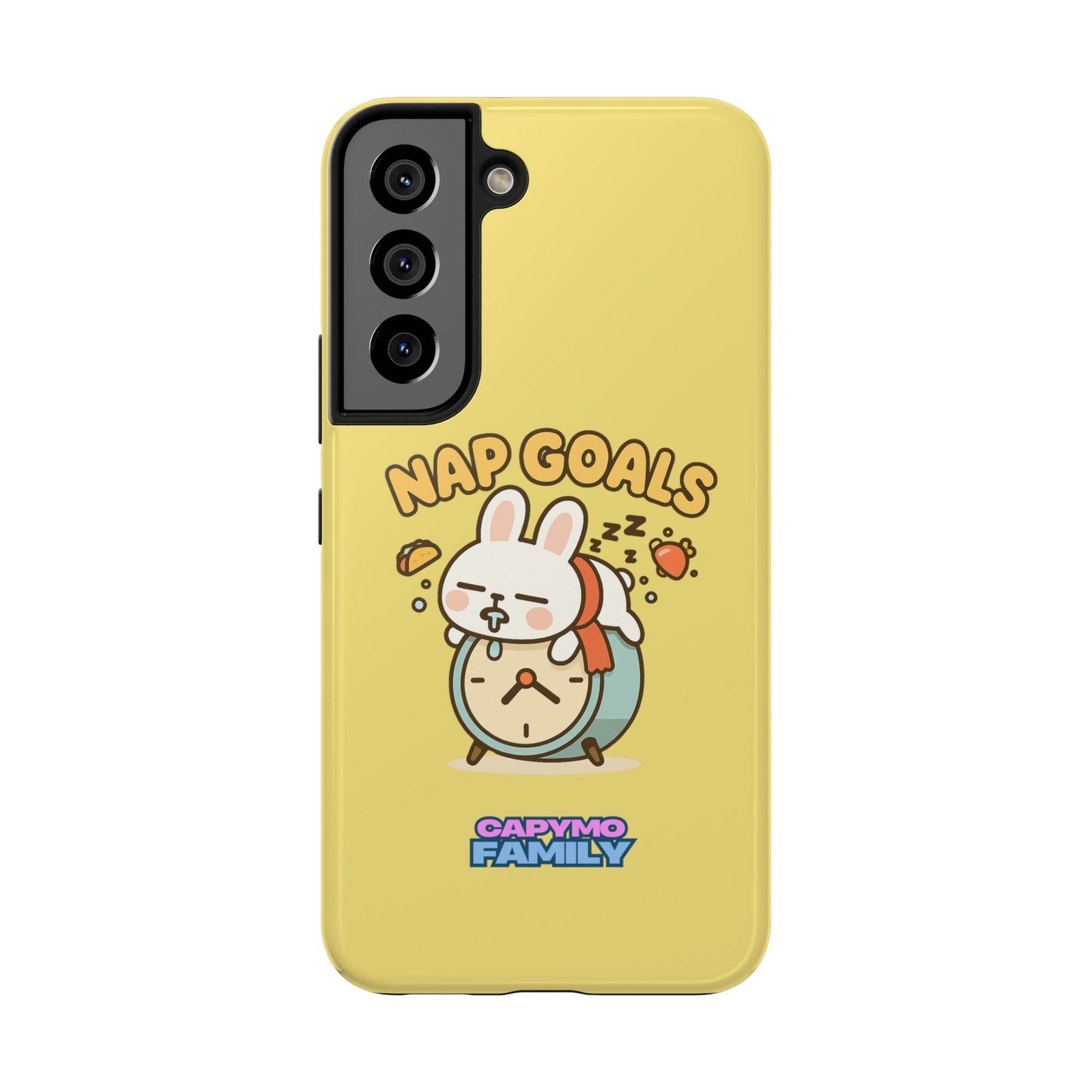 Capymo Family “Nap Goals” Phone Case – Cute Bunny Toto Sleeping on Alarm Clock Cover - Capymo Family