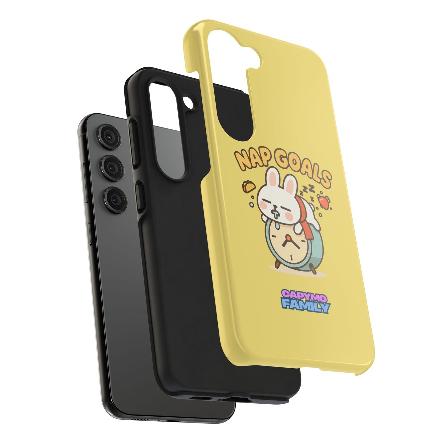 Capymo Family “Nap Goals” Phone Case – Cute Bunny Toto Sleeping on Alarm Clock Cover - Capymo Family