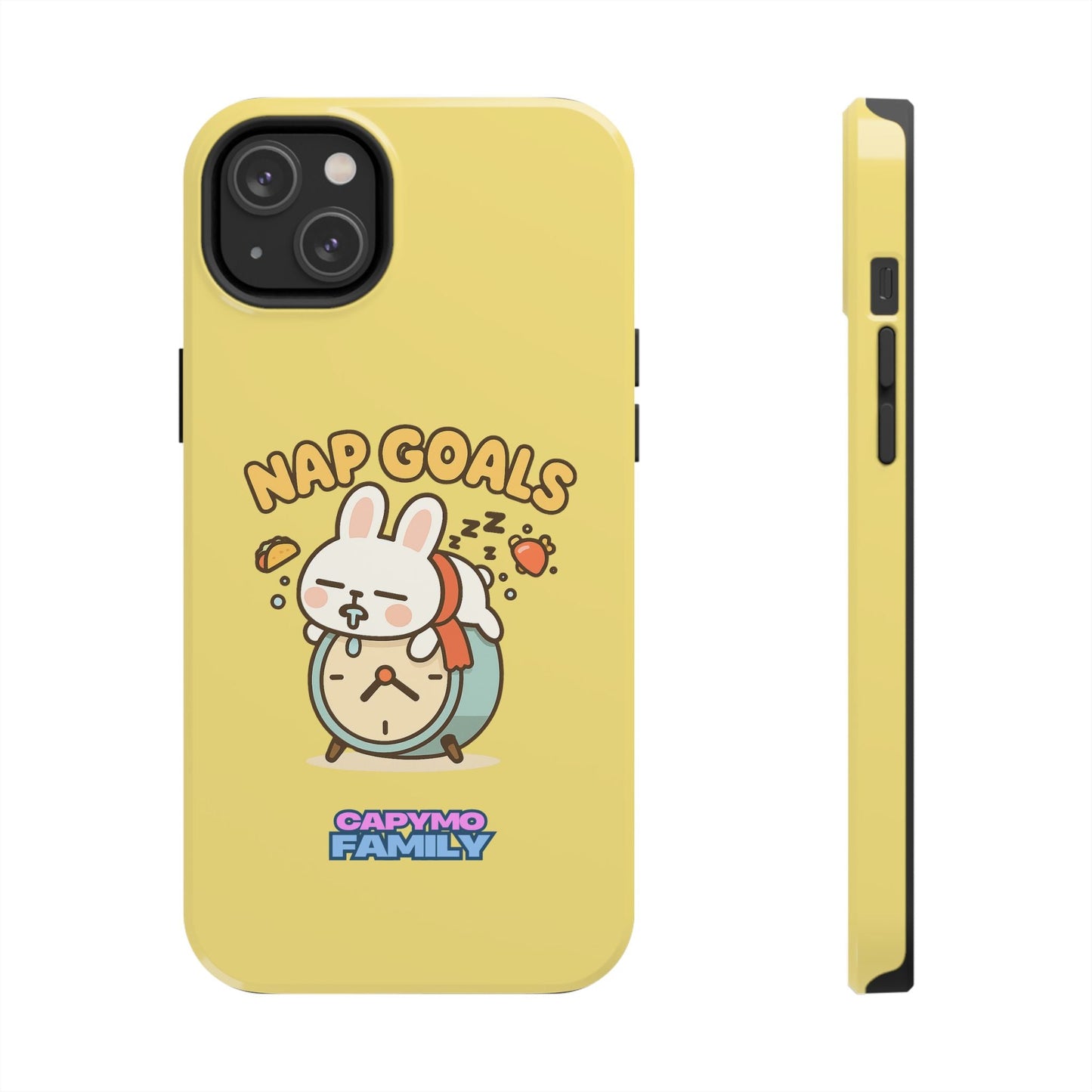 Capymo Family “Nap Goals” Phone Case – Cute Bunny Toto Sleeping on Alarm Clock Cover - Capymo Family